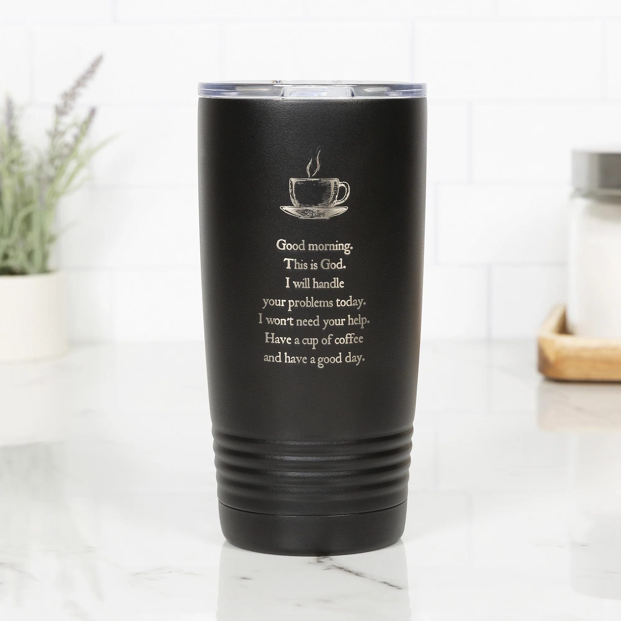 Personalized Good Morning From God Black 20oz Tumbler