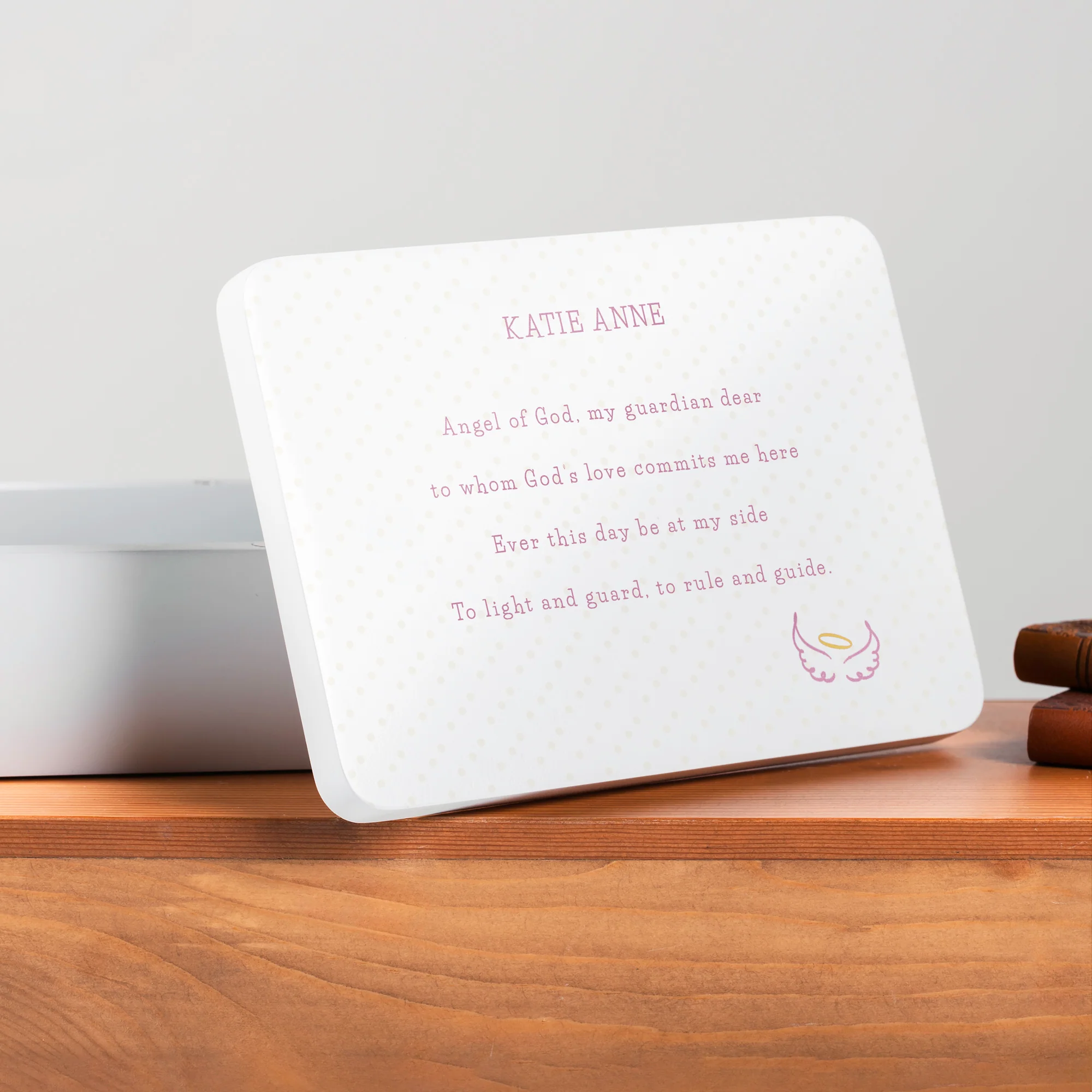 Personalized Guardian Angel Keepsake Box - Pink or Blue Lettering - Image 5