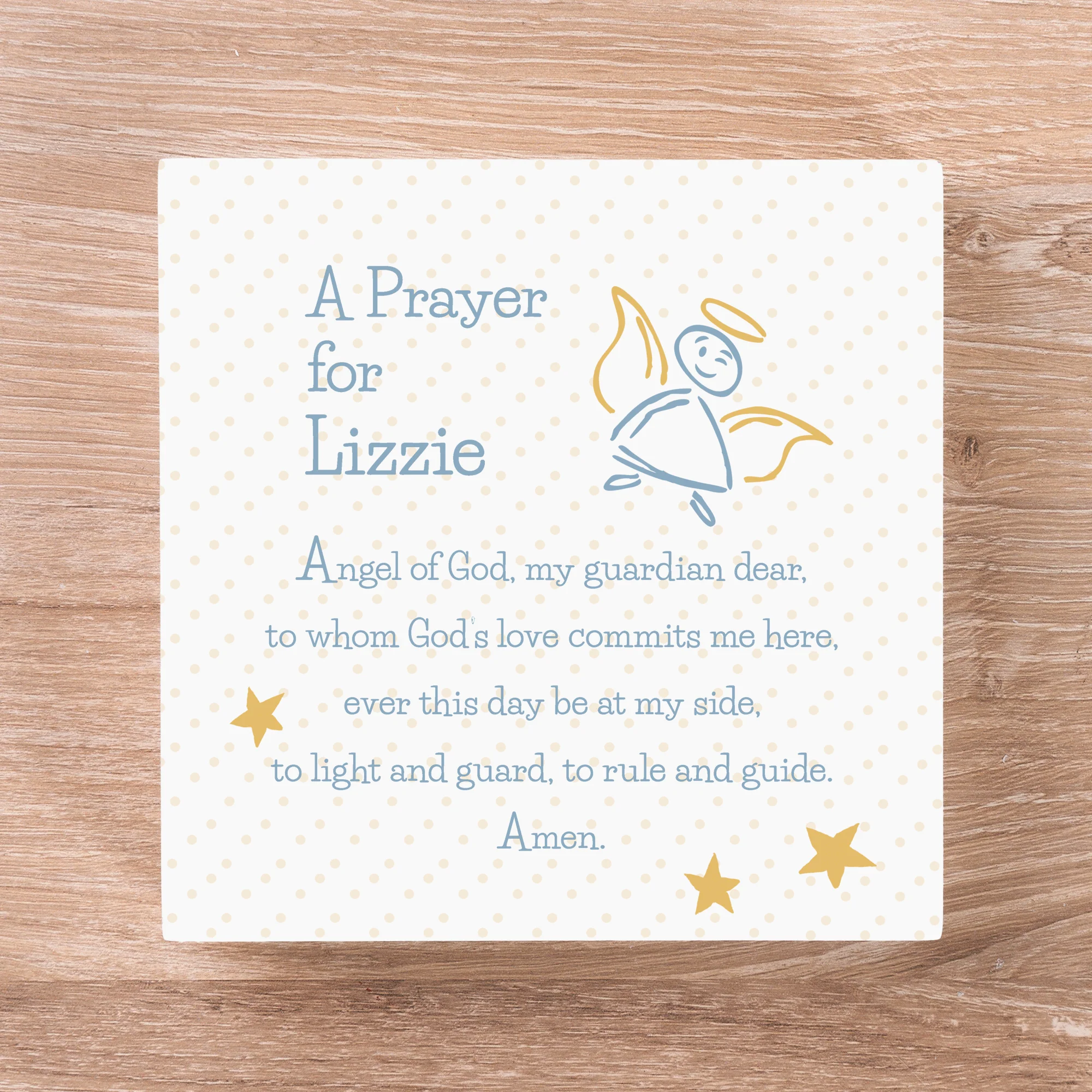 Personalized Guardian Angel Prayer Block - 5" - Image 2