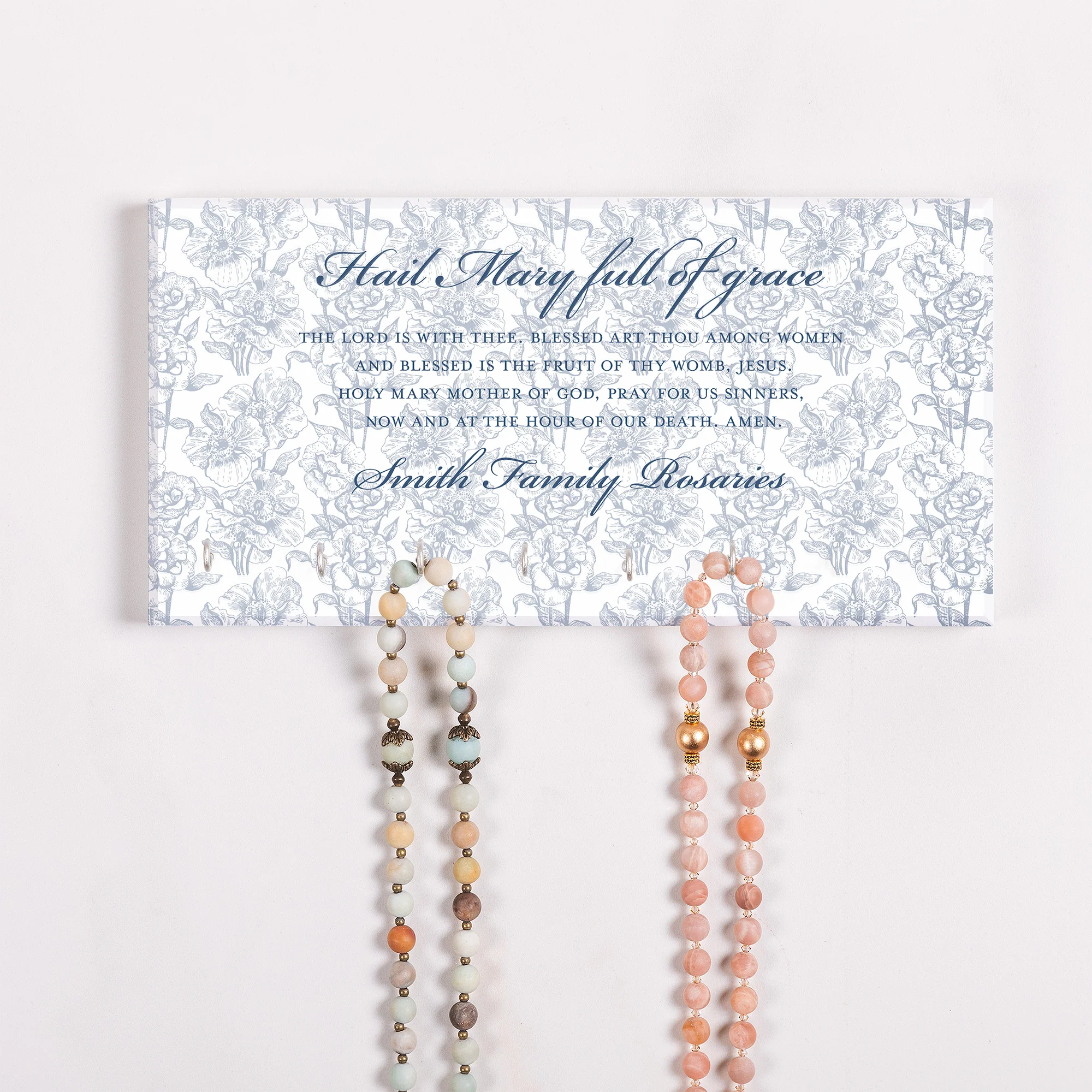 Personalized Hail Mary Toile Rosary Rack