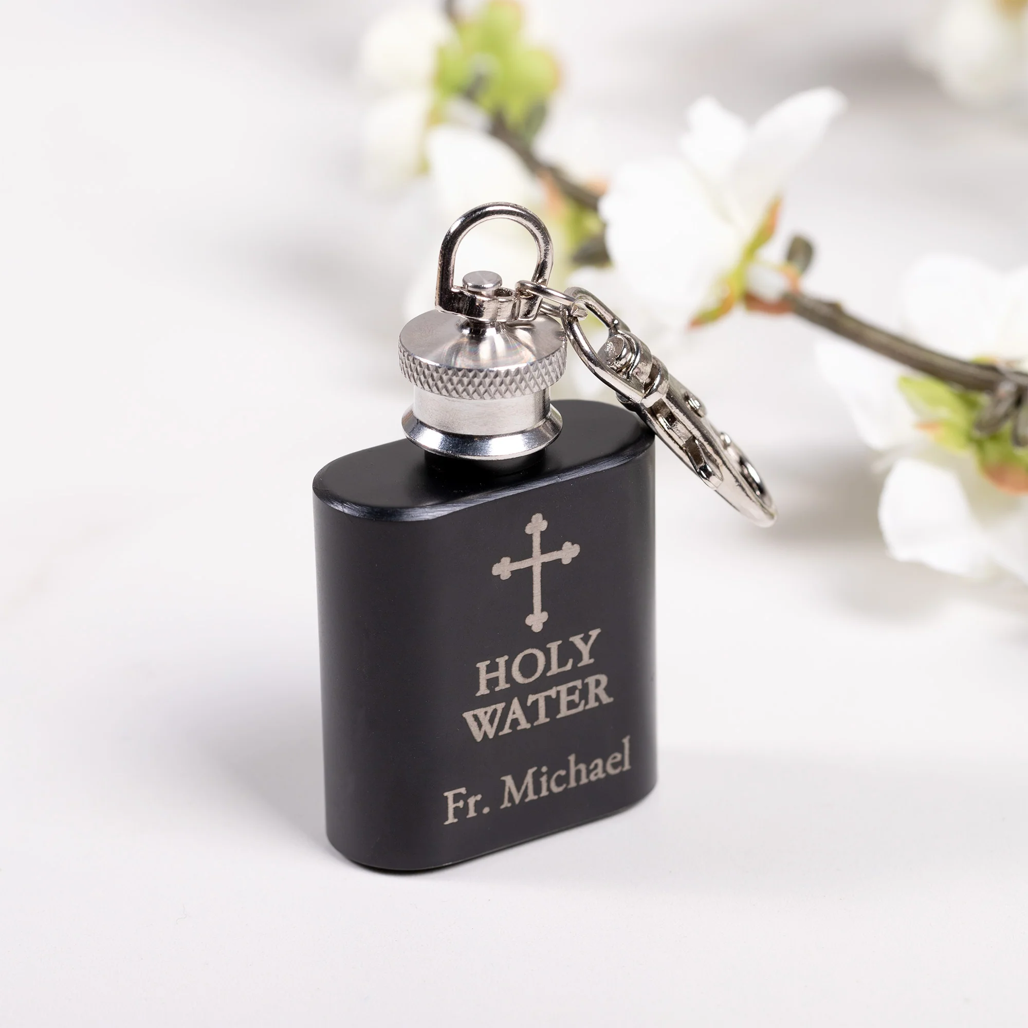 Personalized Holy Water Mini Flask Keychain - Image 2
