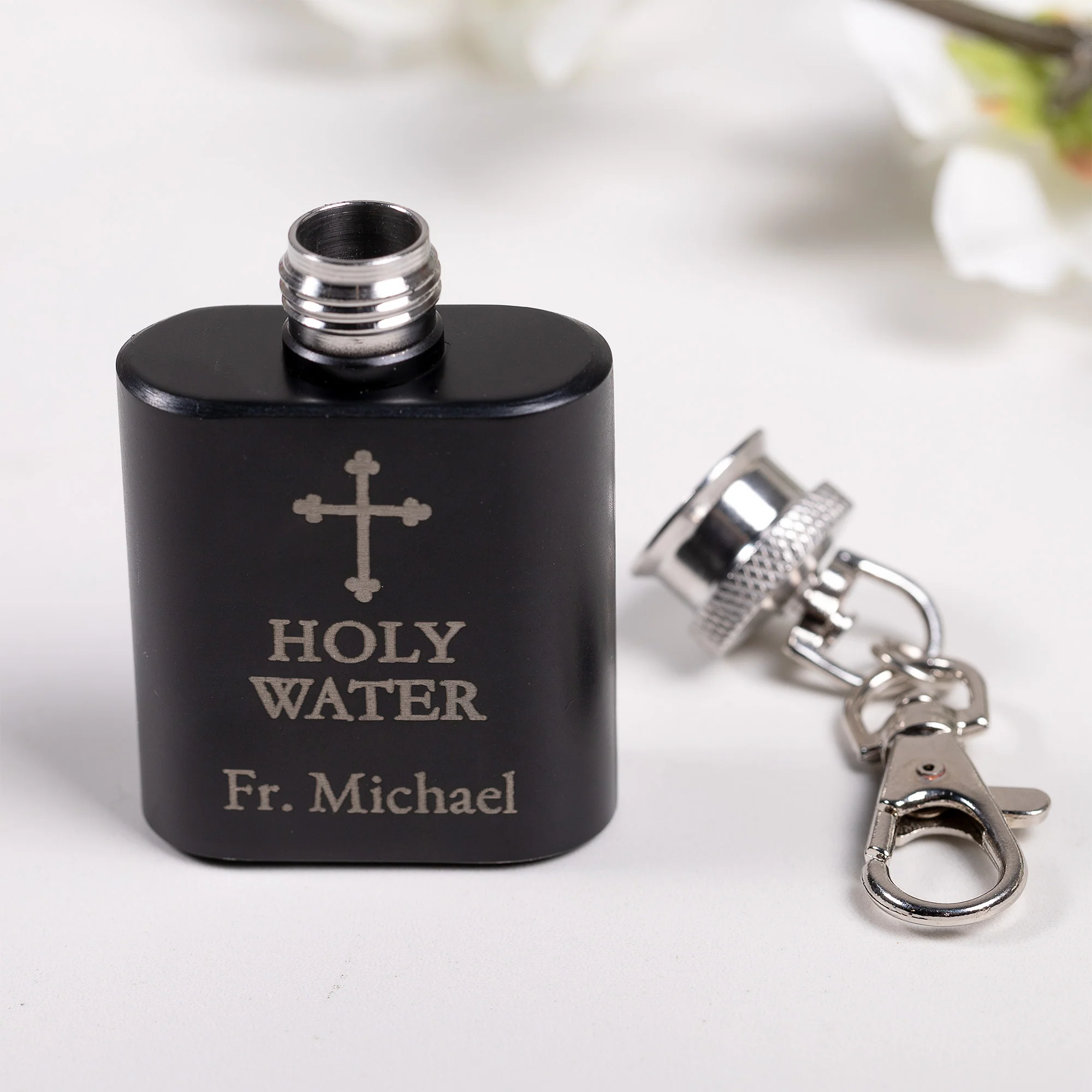 Personalized Holy Water Mini Flask Keychain - Image 3