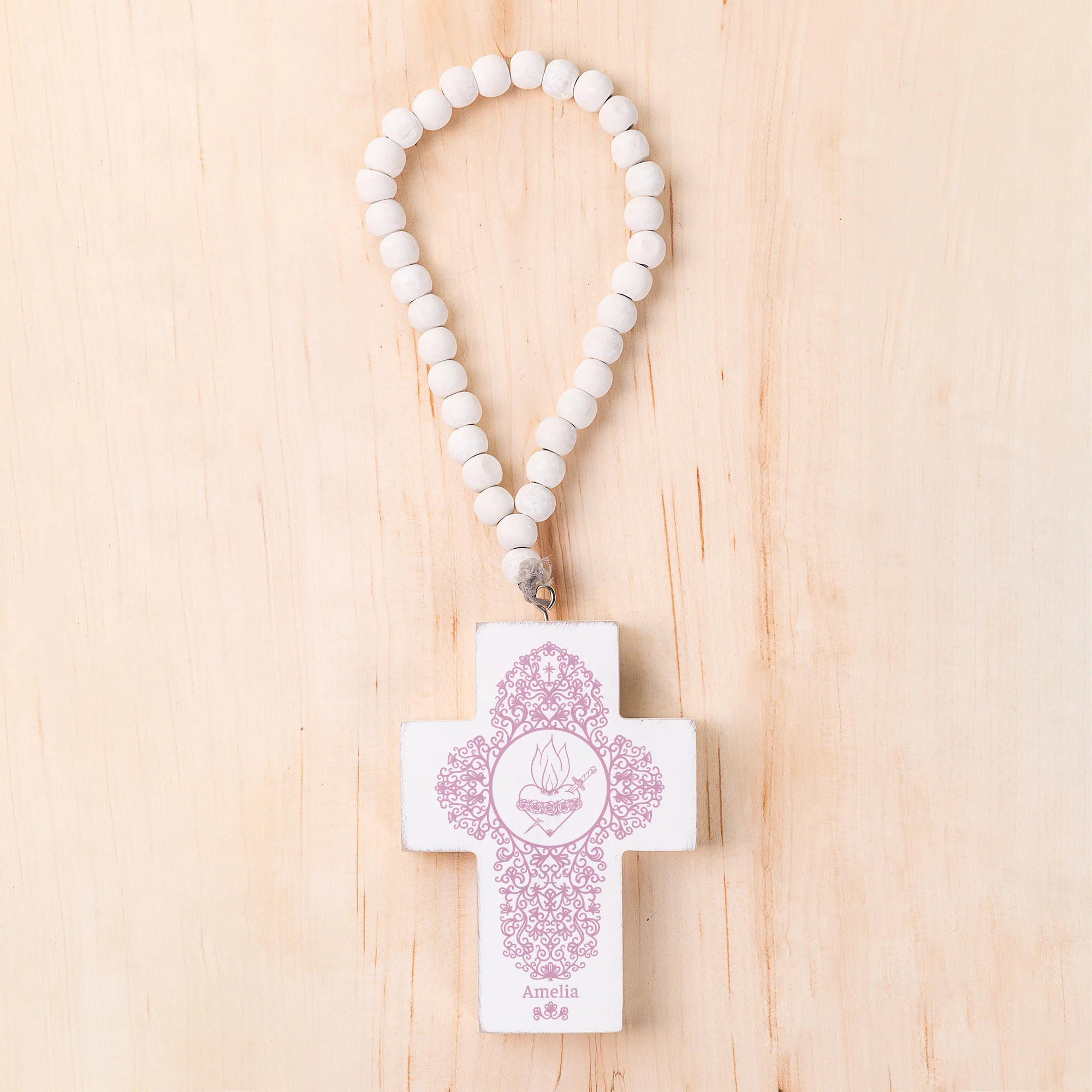 Personalized Immaculate Heart Filigree Home Blessing Cross - Image 2