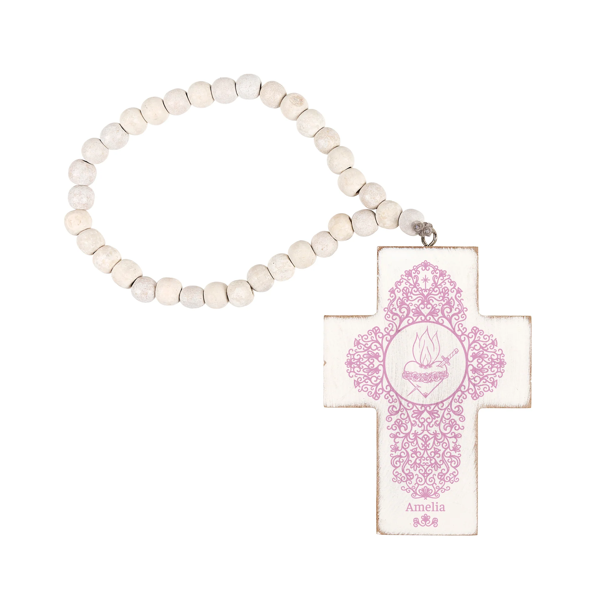 Personalized Immaculate Heart Filigree Home Blessing Cross - Image 3