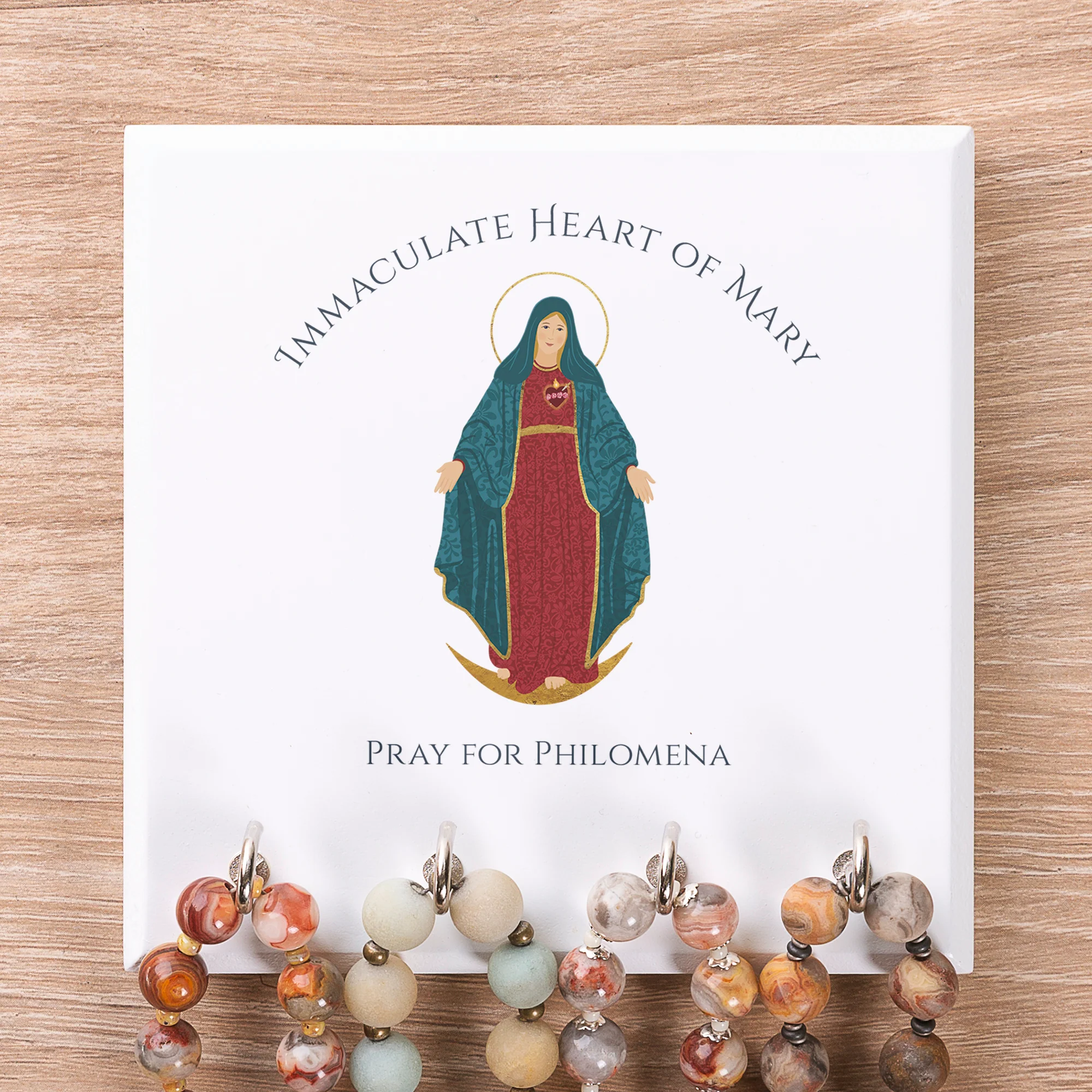 Personalized Immaculate Heart Rosary Rack - Image 2