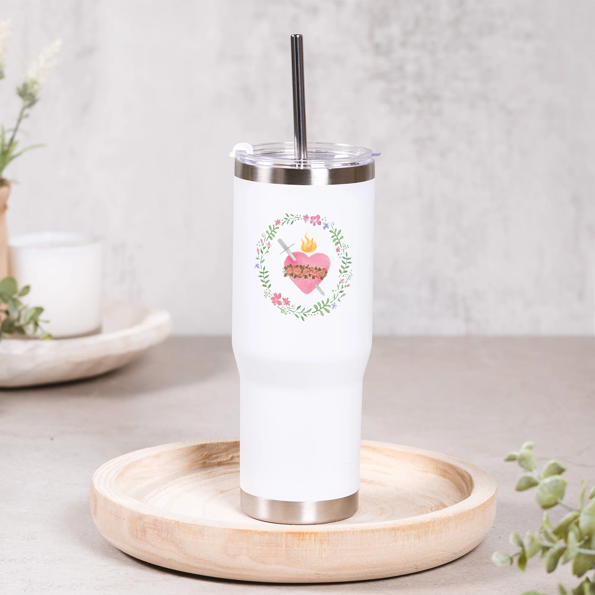 Personalized Immaculate Heart Tumbler with Straw