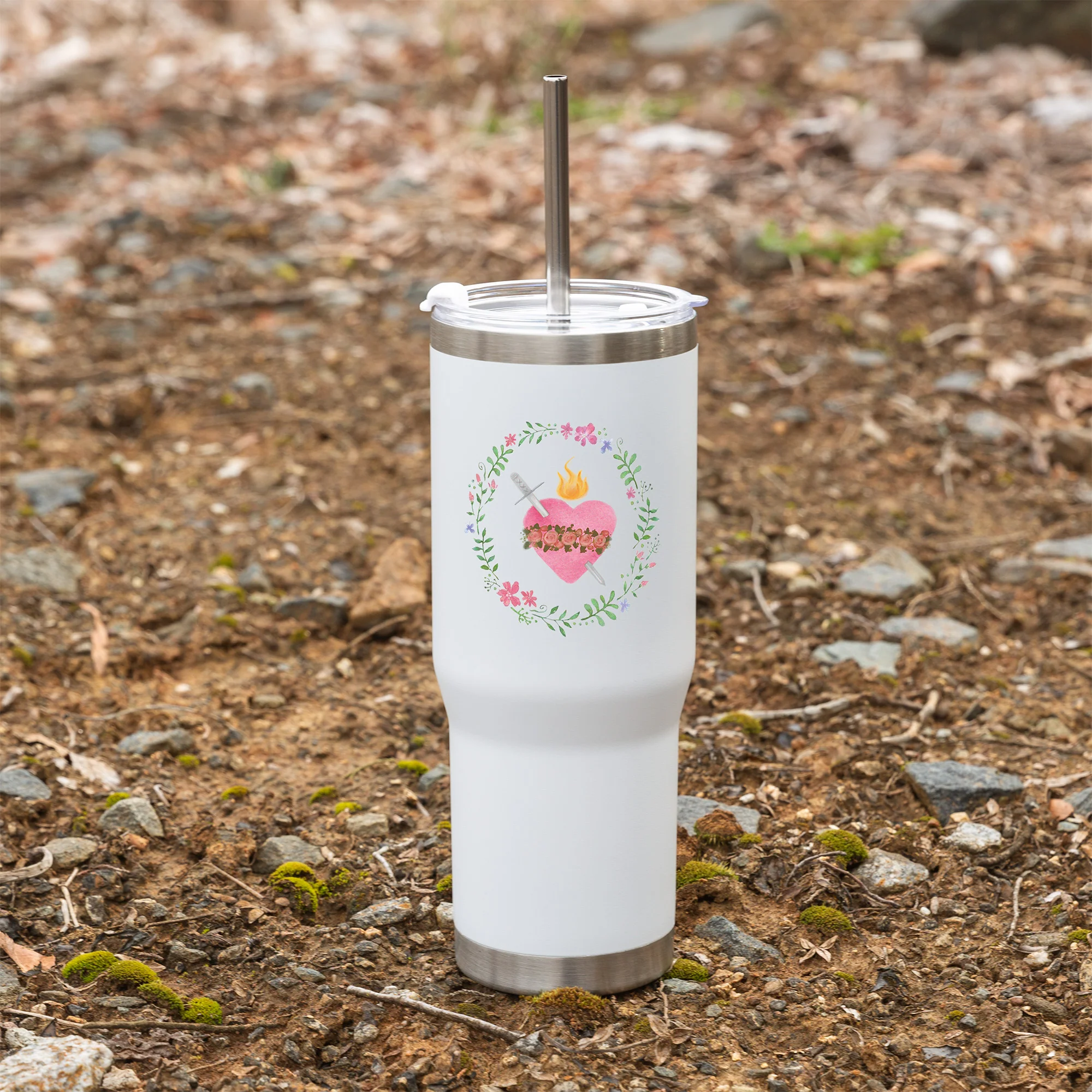 Personalized Immaculate Heart Tumbler with Straw - Image 7