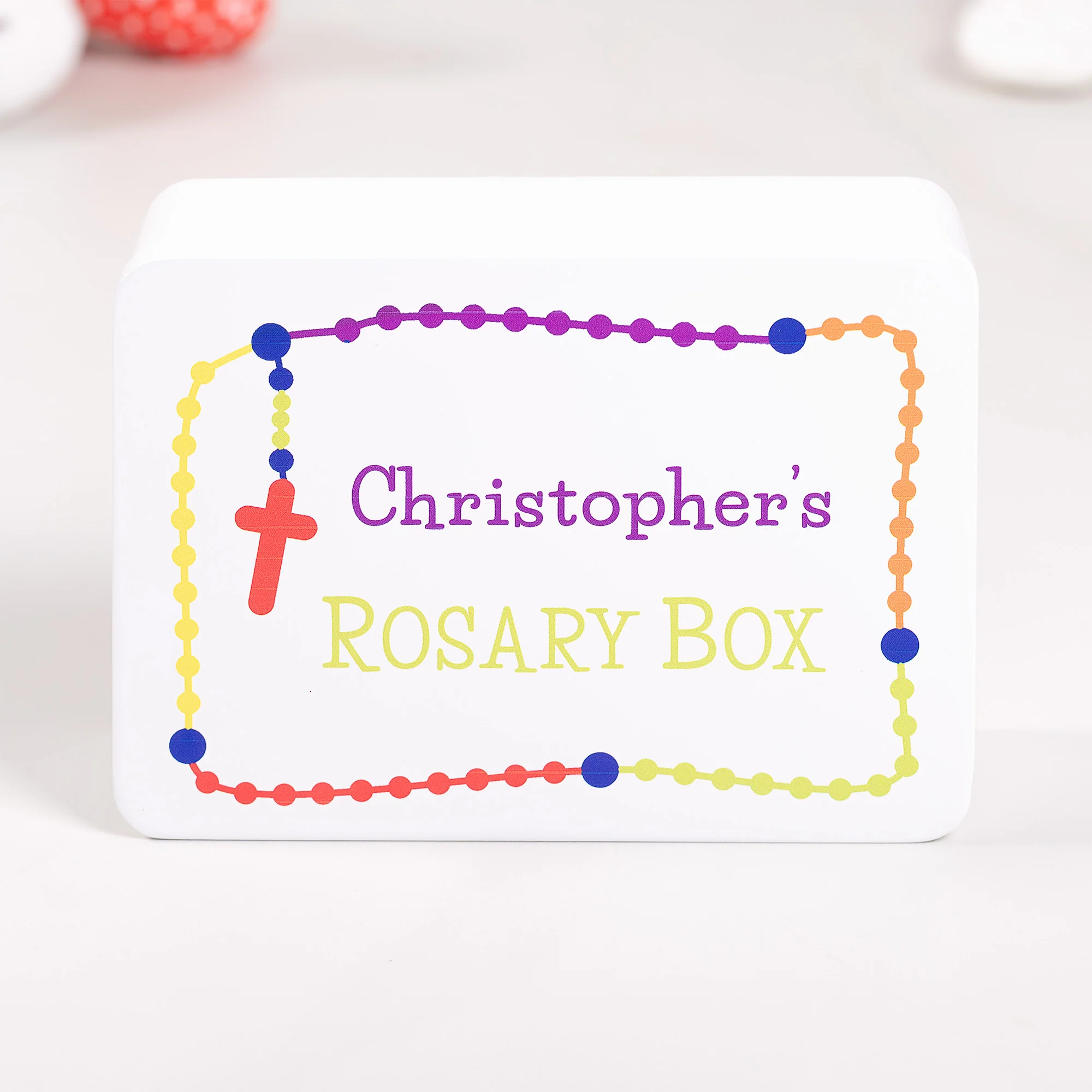 Personalized Kiddie Rosary Gift Set in White Rosary Box - Image 3
