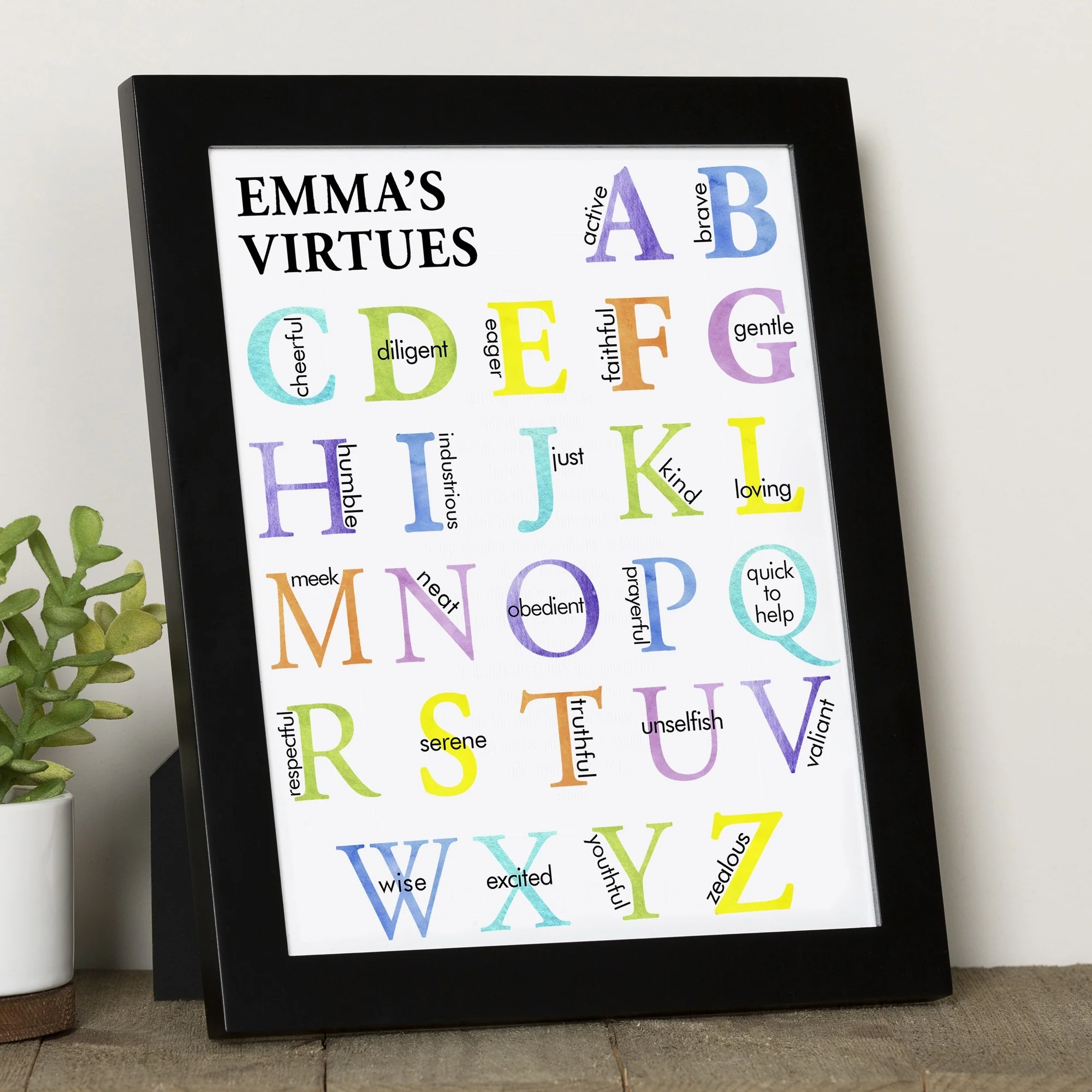 Personalized Kids' Alphabet of Virtues Framed Print