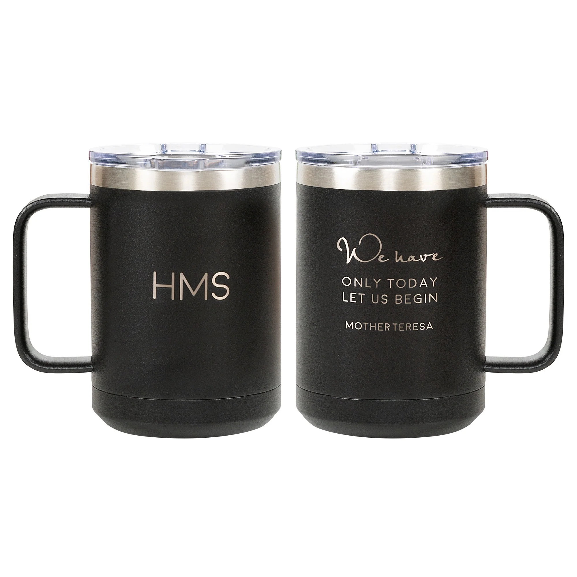 Personalized Let Us Begin Black Travel Mug - Image 3
