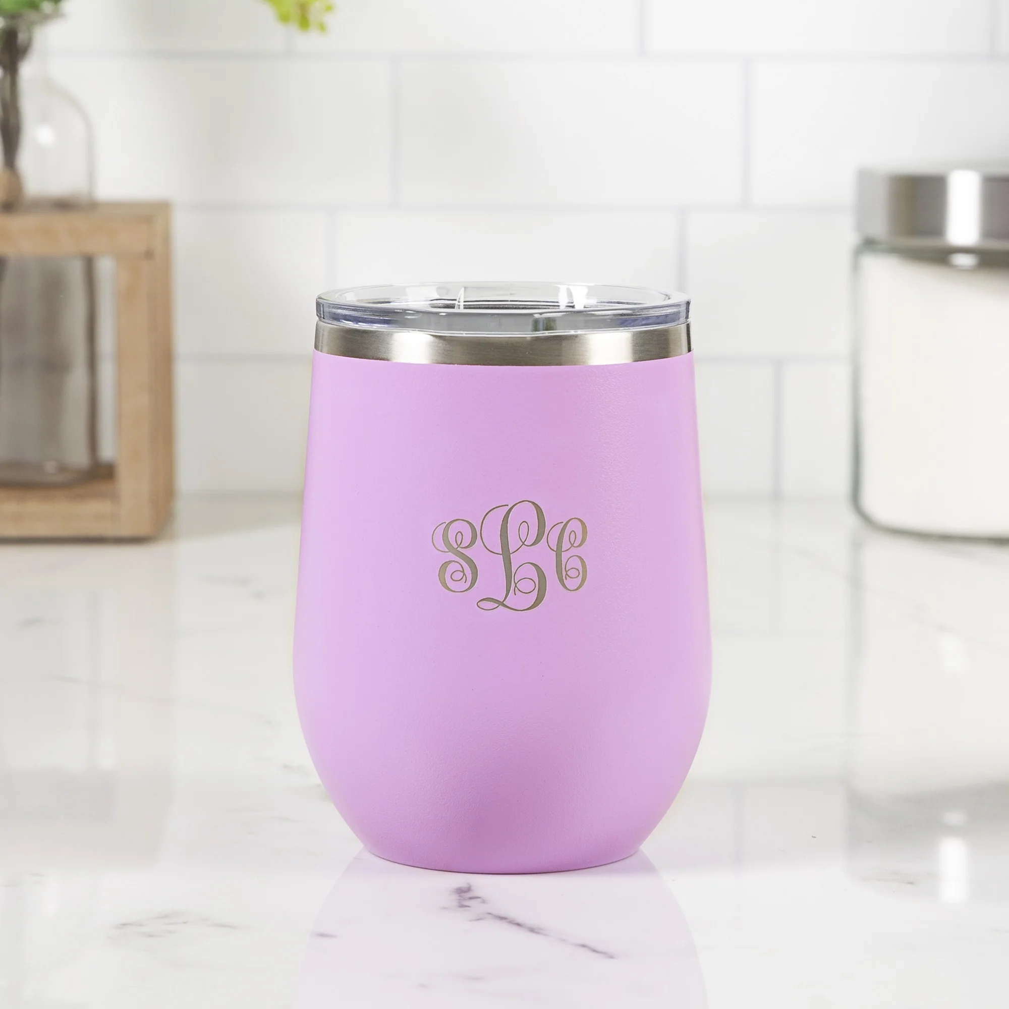 Personalized Little Flower Lilac Wine Tumbler - Image 2