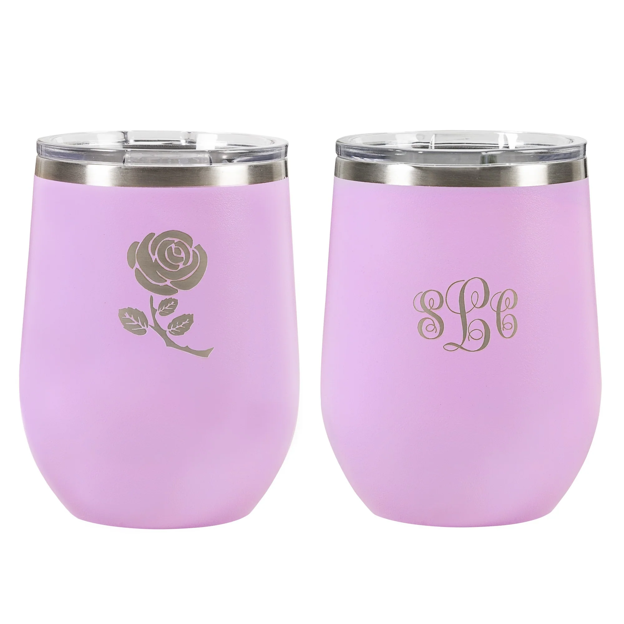 Personalized Little Flower Lilac Wine Tumbler - Image 3