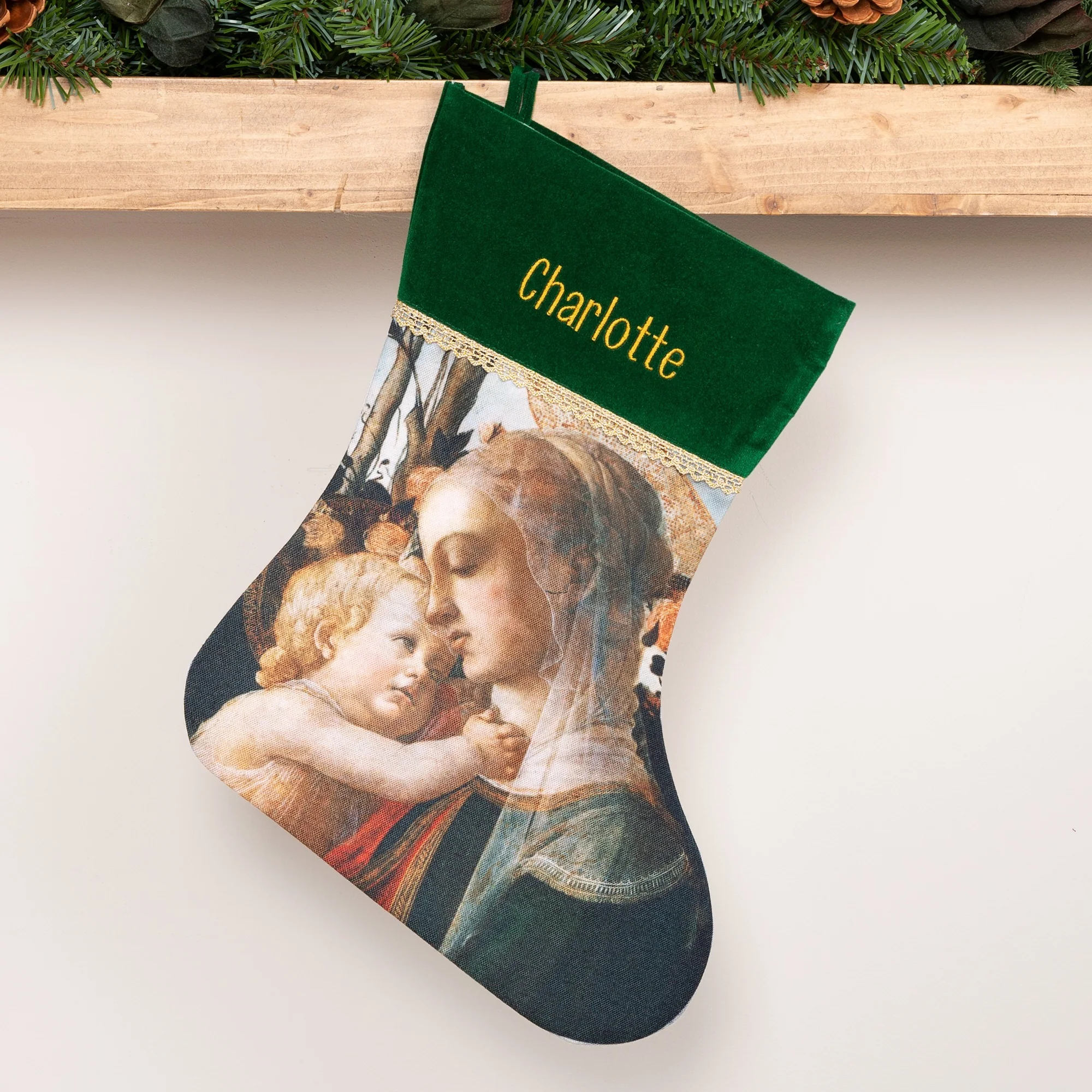 Personalized Madonna and Child Christmas Stocking - Image 2