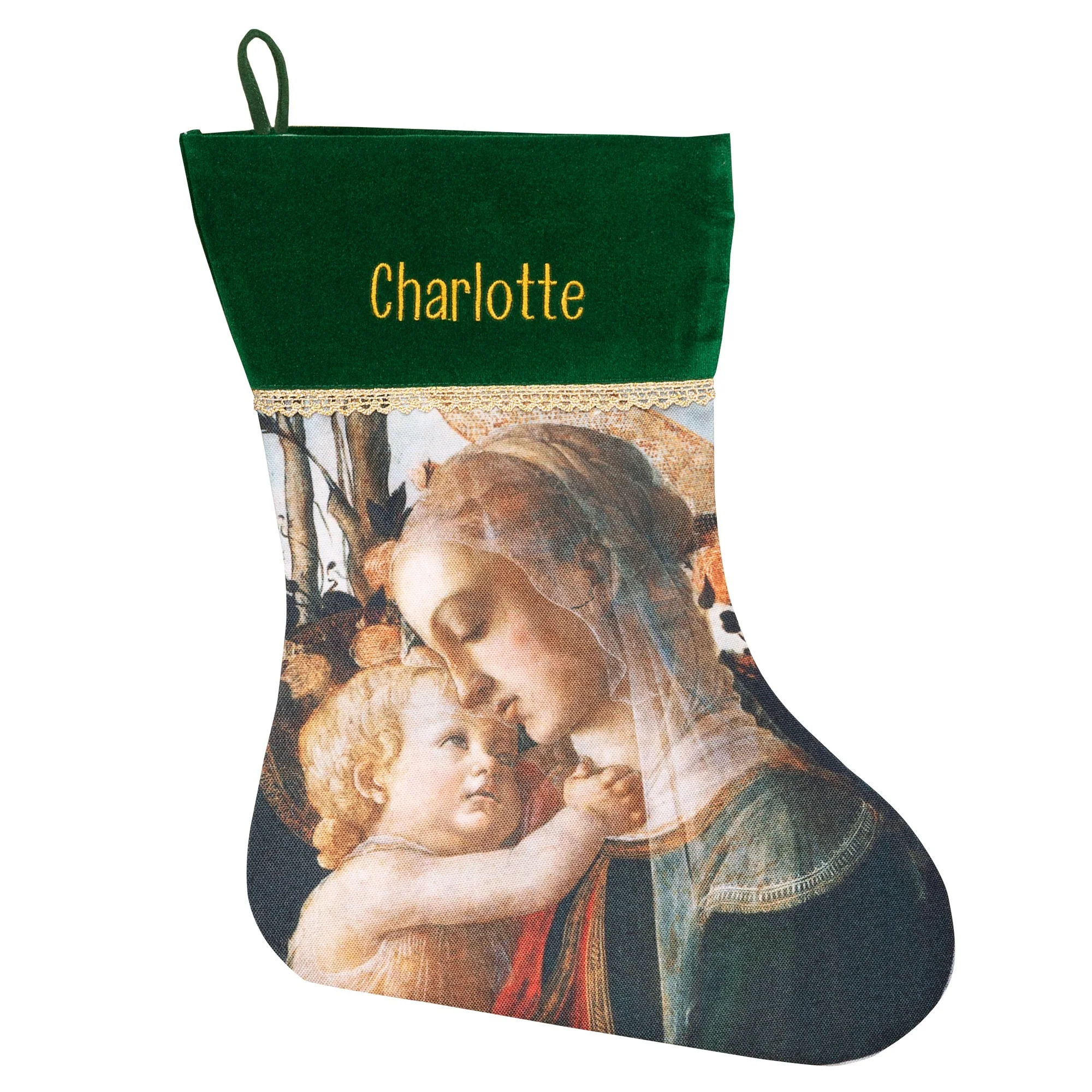 Personalized Madonna and Child Christmas Stocking - Image 3