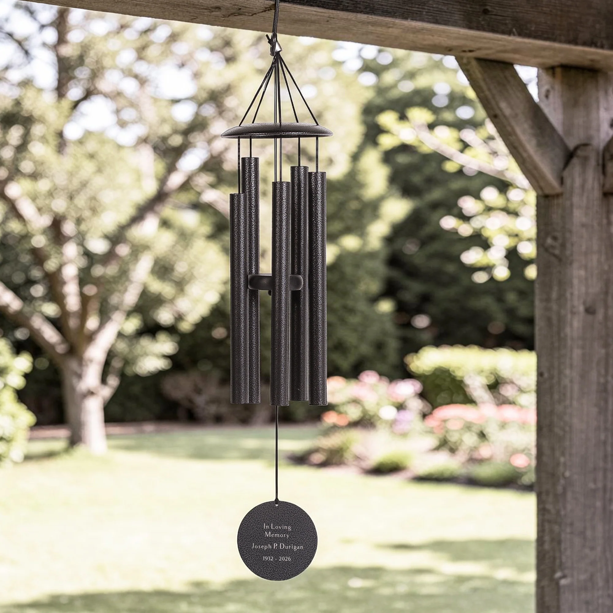Personalized Memorial Eagle's Wings Wind Chimes - 30" - Image 2
