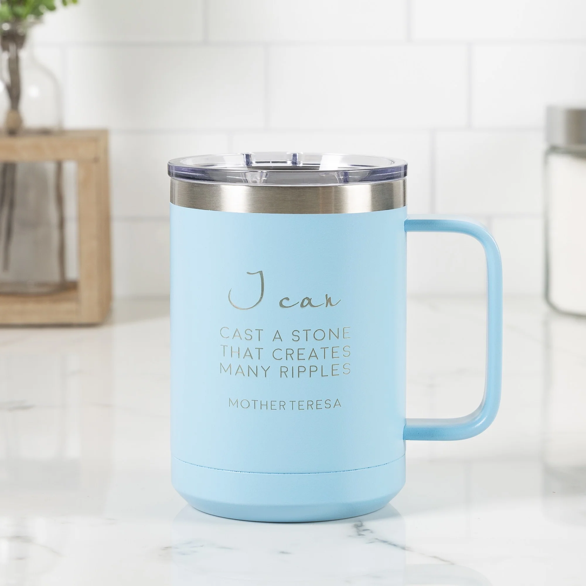 Personalized Mother Teresa Blue Travel Mug