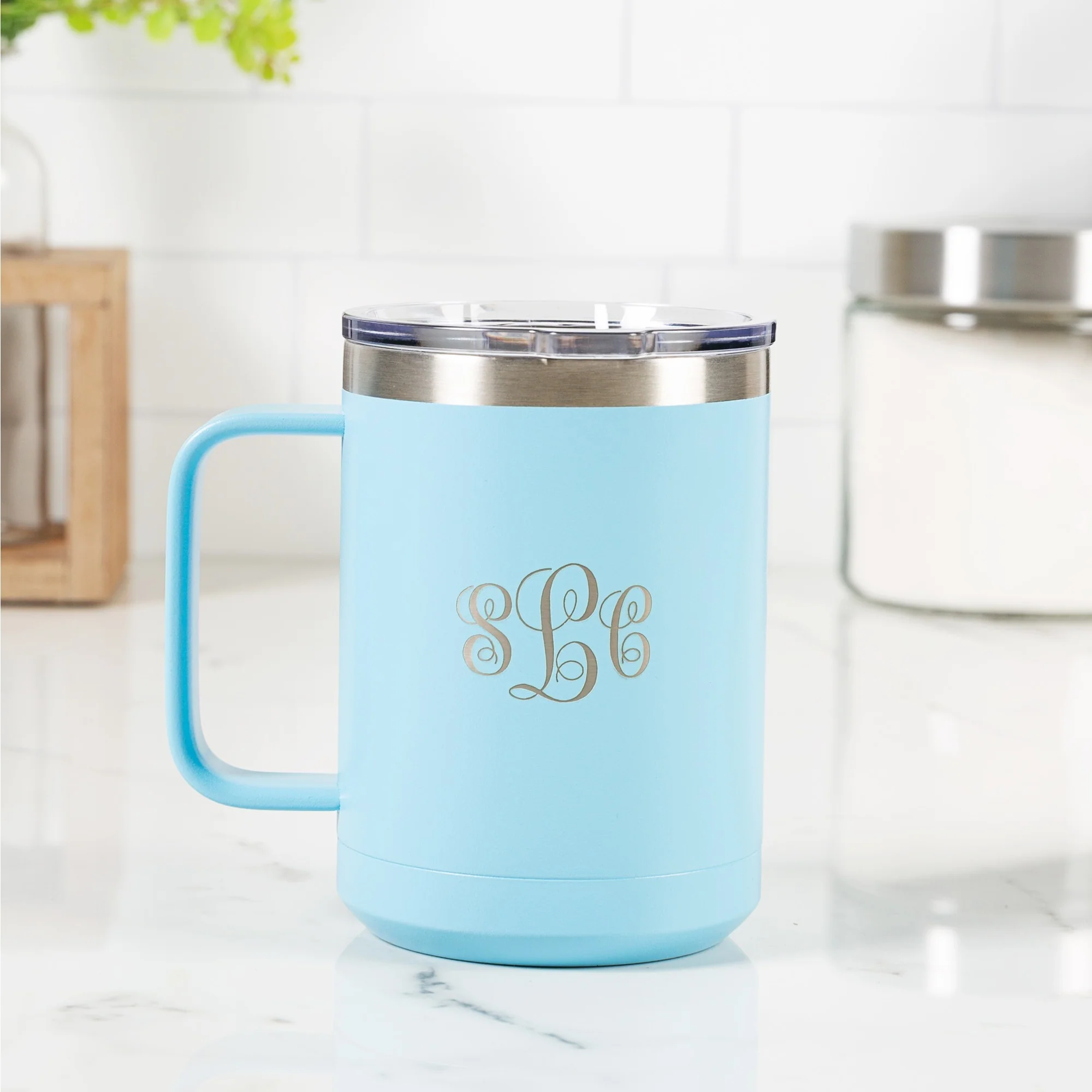 Personalized Mother Teresa Blue Travel Mug - Image 2