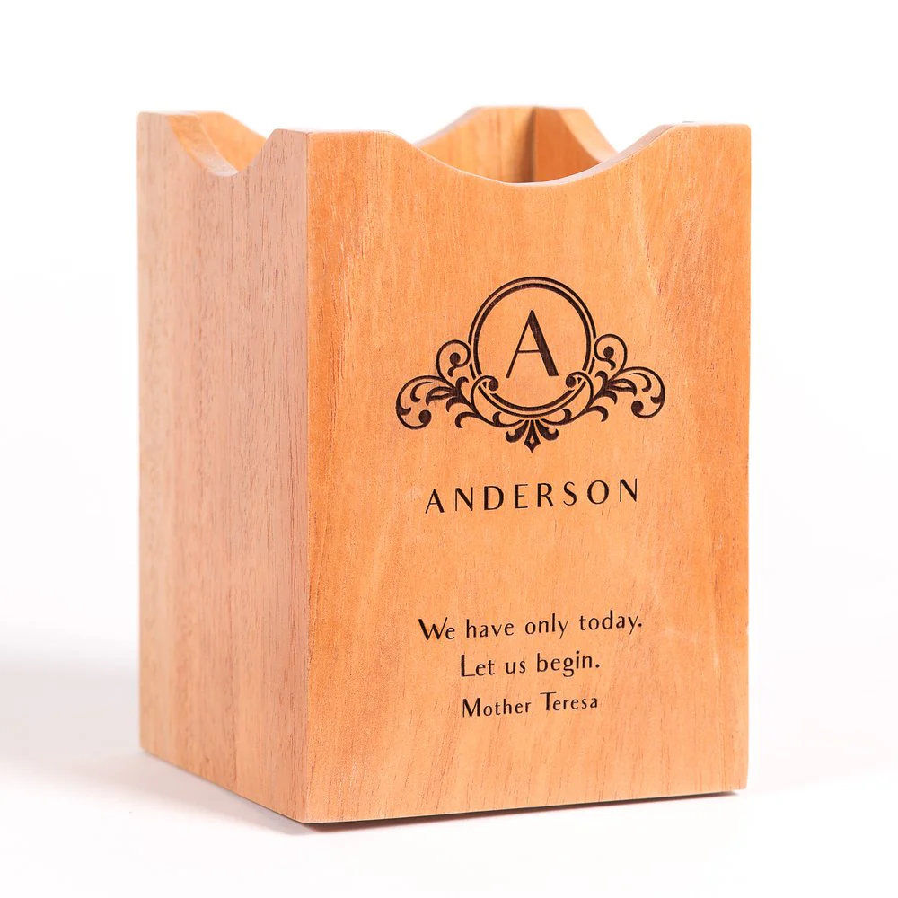 Personalized Mother Teresa Quote Wooden Utensil Holder - Image 2