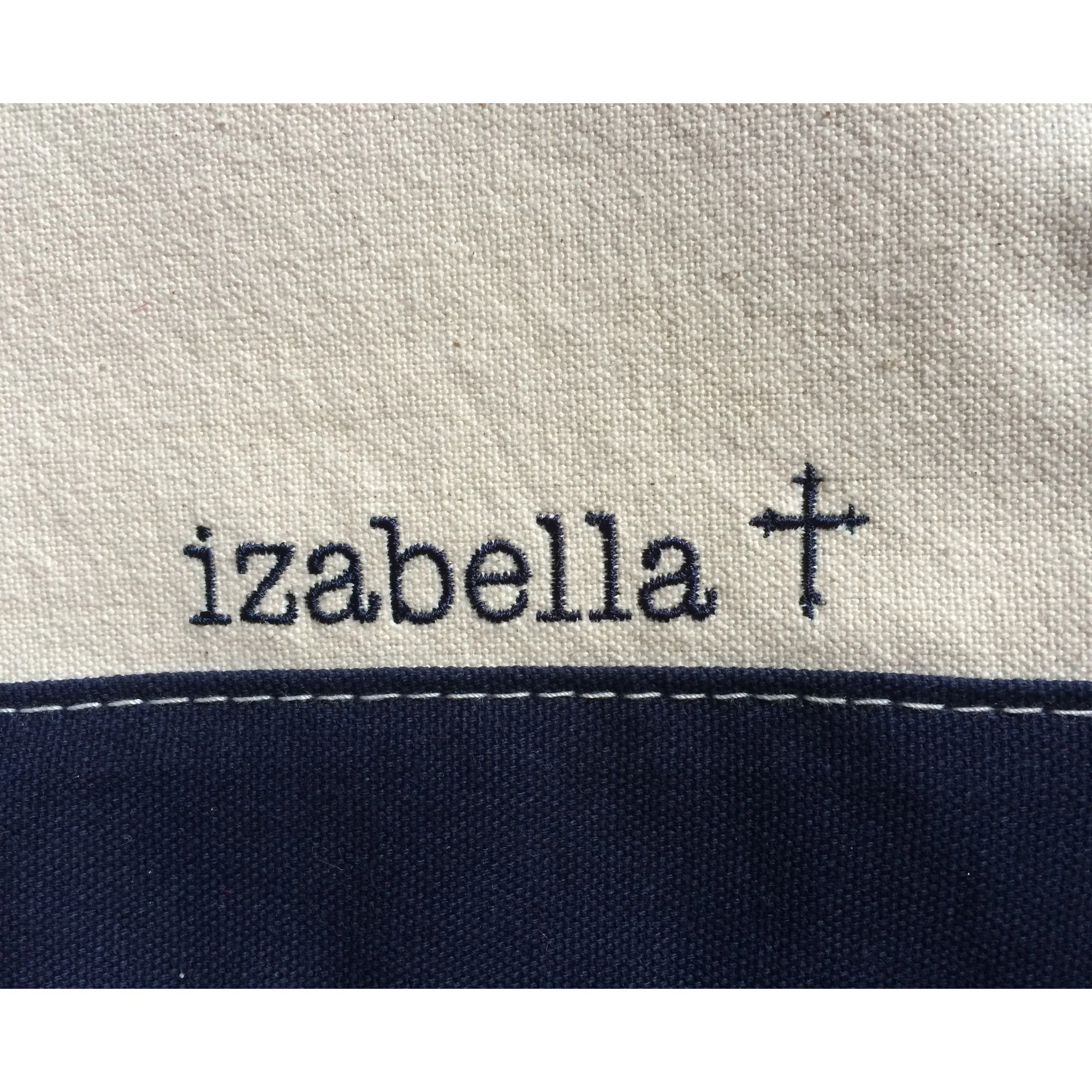 Personalized Natural & Navy Cross Zip Pouch - Image 2