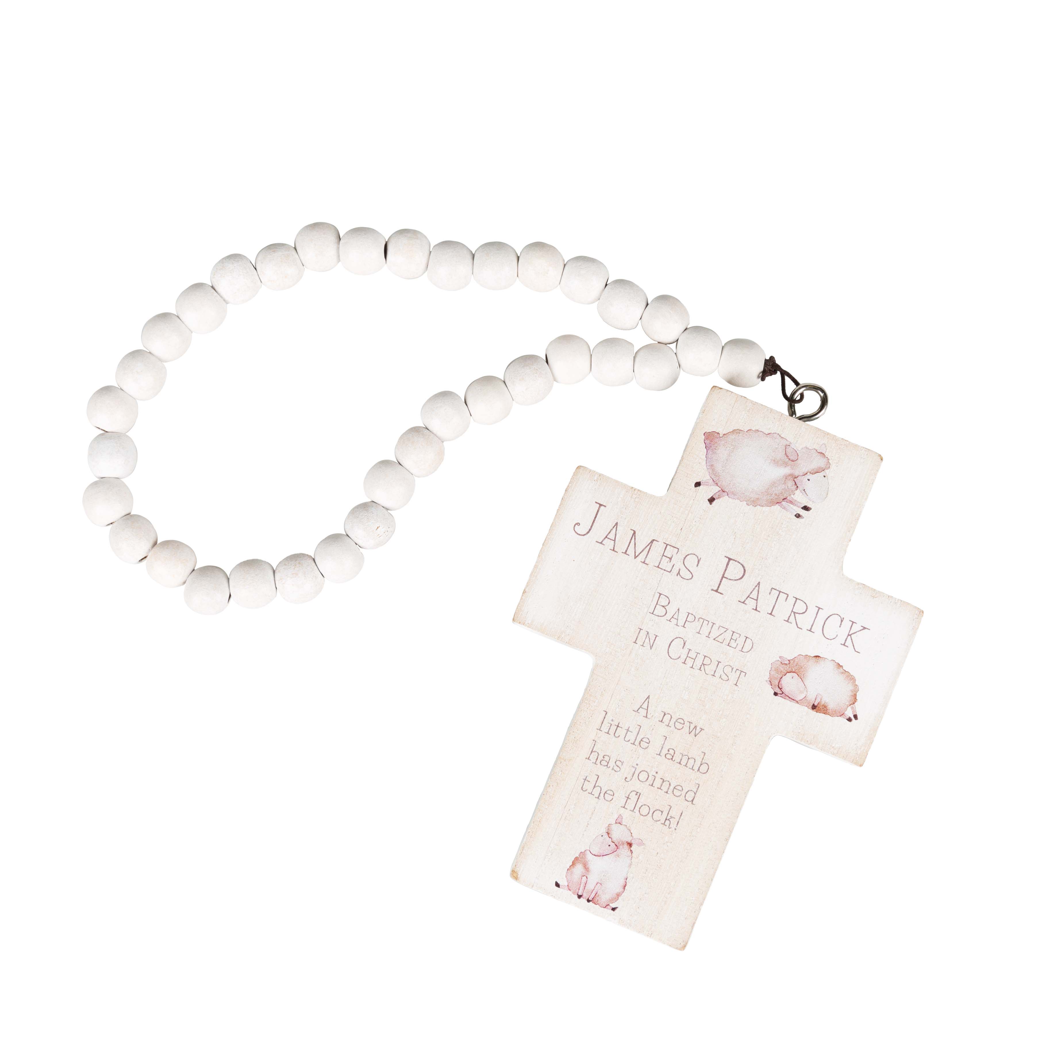 Personalized New Little Lamb Baptism Hanging Cross - Image 3