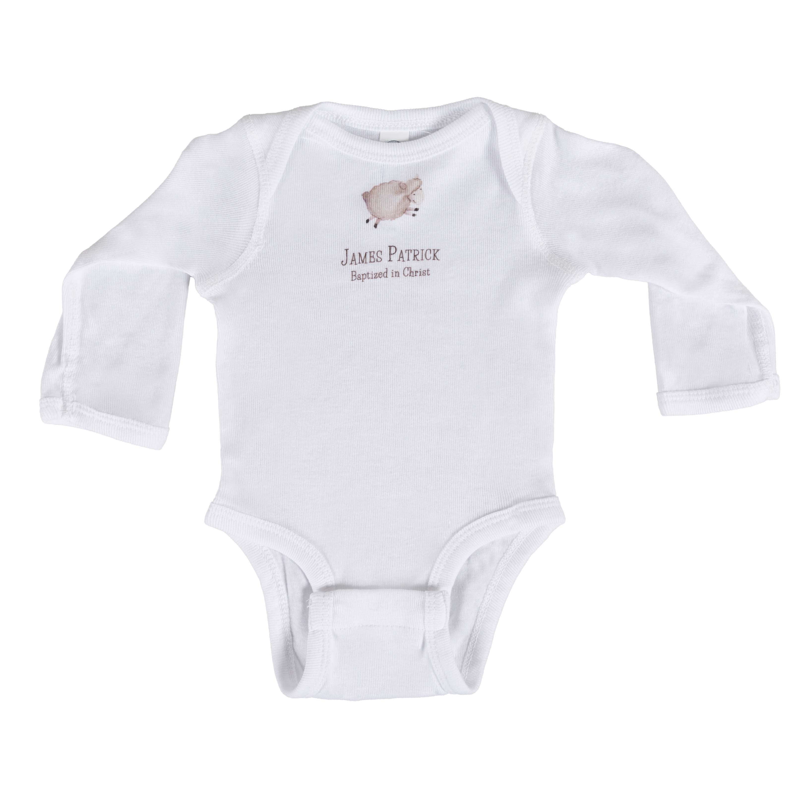 Personalized New Little Lamb Baptism Onesie - Long Sleeve - Image 2