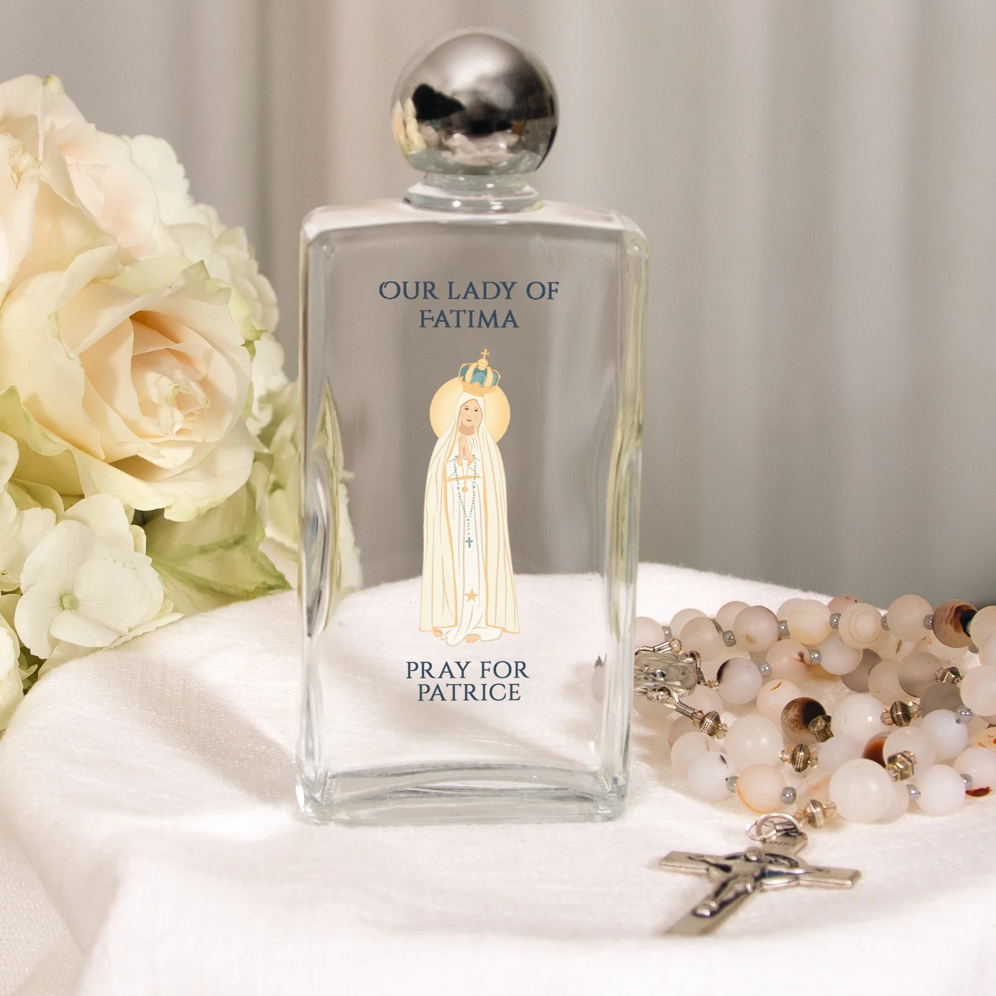 Personalized Our Lady of Fatima Holy Water Bottle