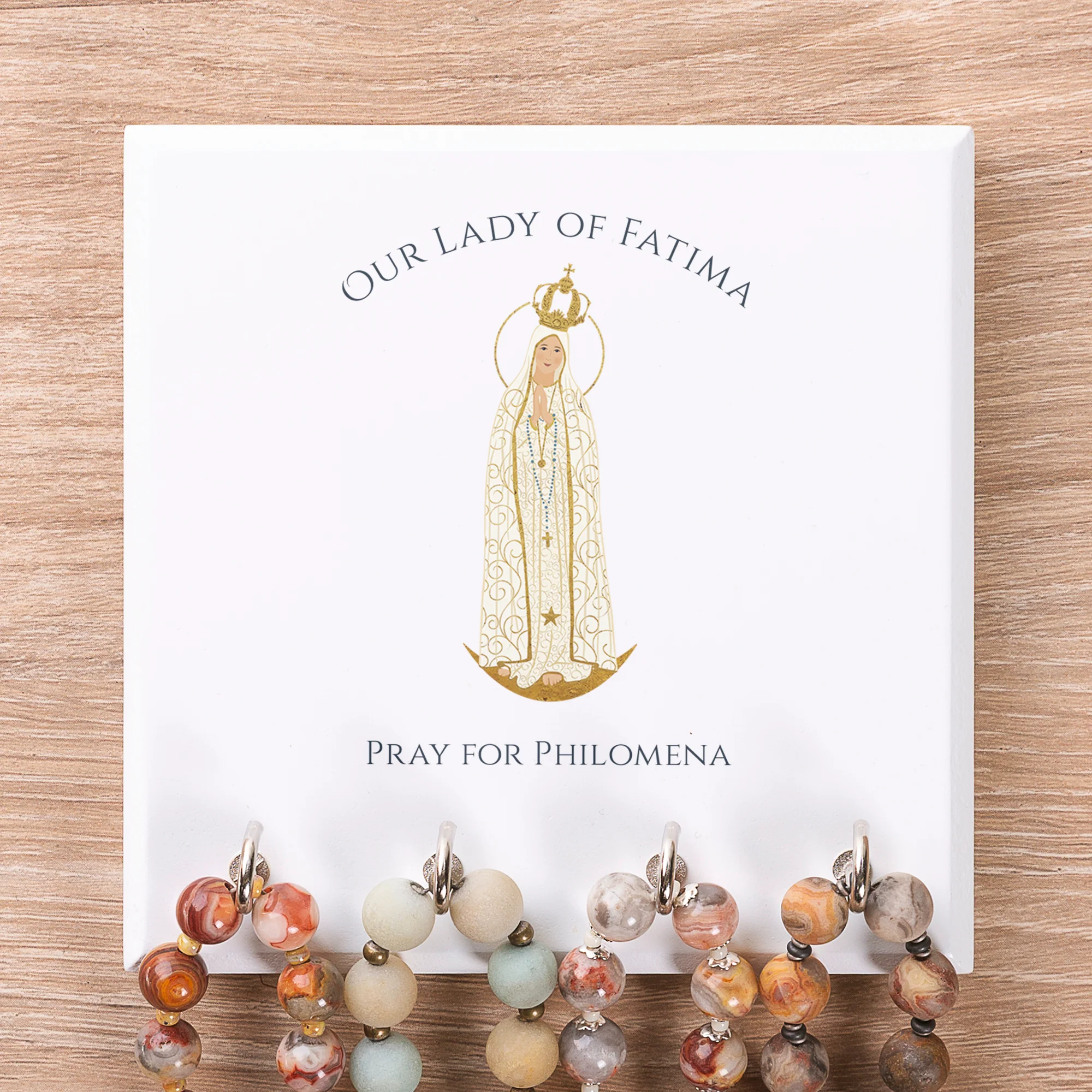 Personalized Our Lady of Fatima Rosary Rack - Image 2