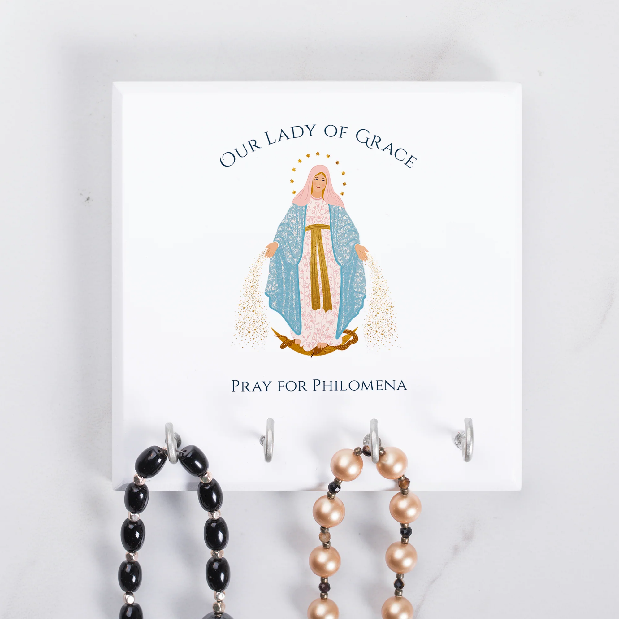 Personalized Our Lady of Grace Rosary Rack - Image 3