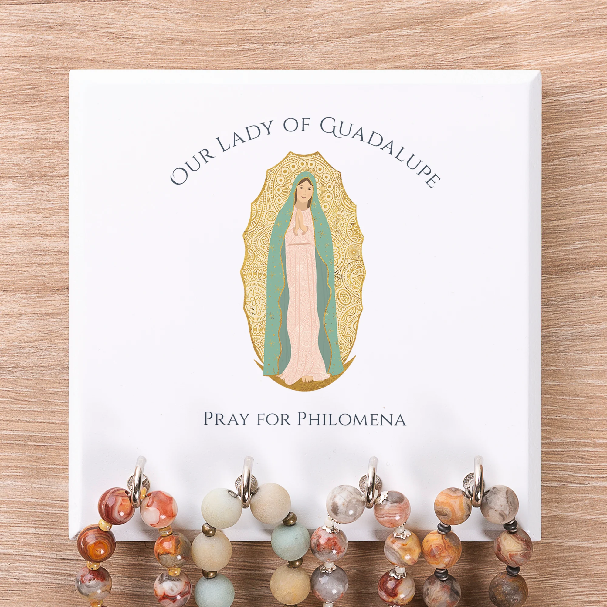 Personalized Our Lady of Guadalupe Rosary Rack - Image 2