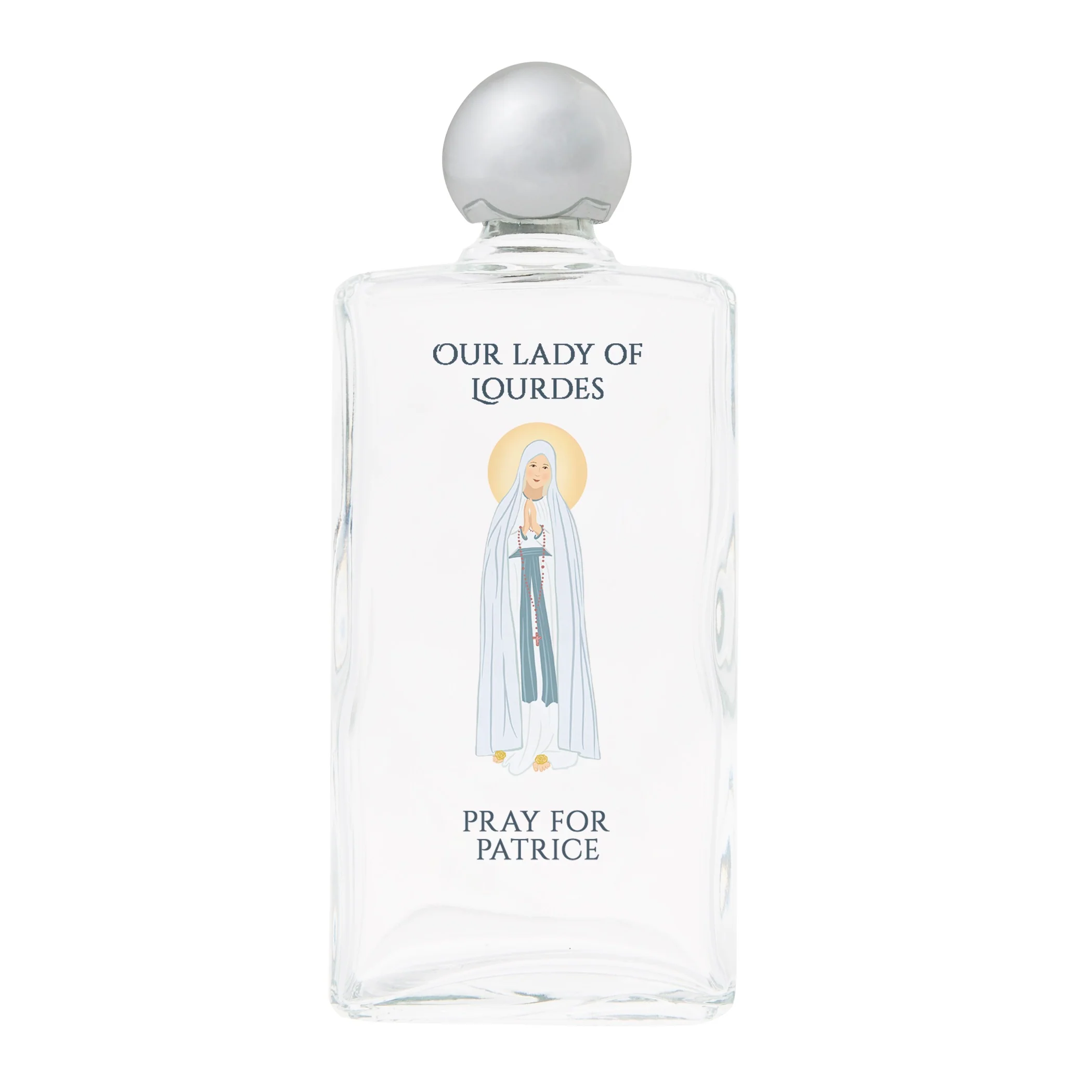 Personalized Our Lady of Lourdes Holy Water Bottle