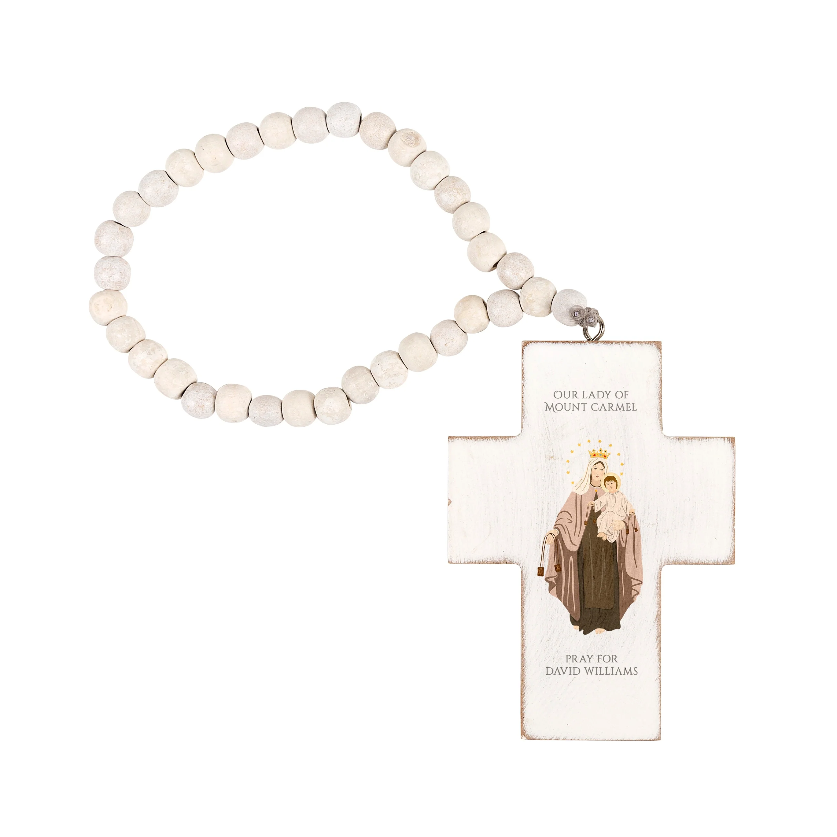 Personalized Our Lady of Mount Carmel Hanging Cross - Image 2