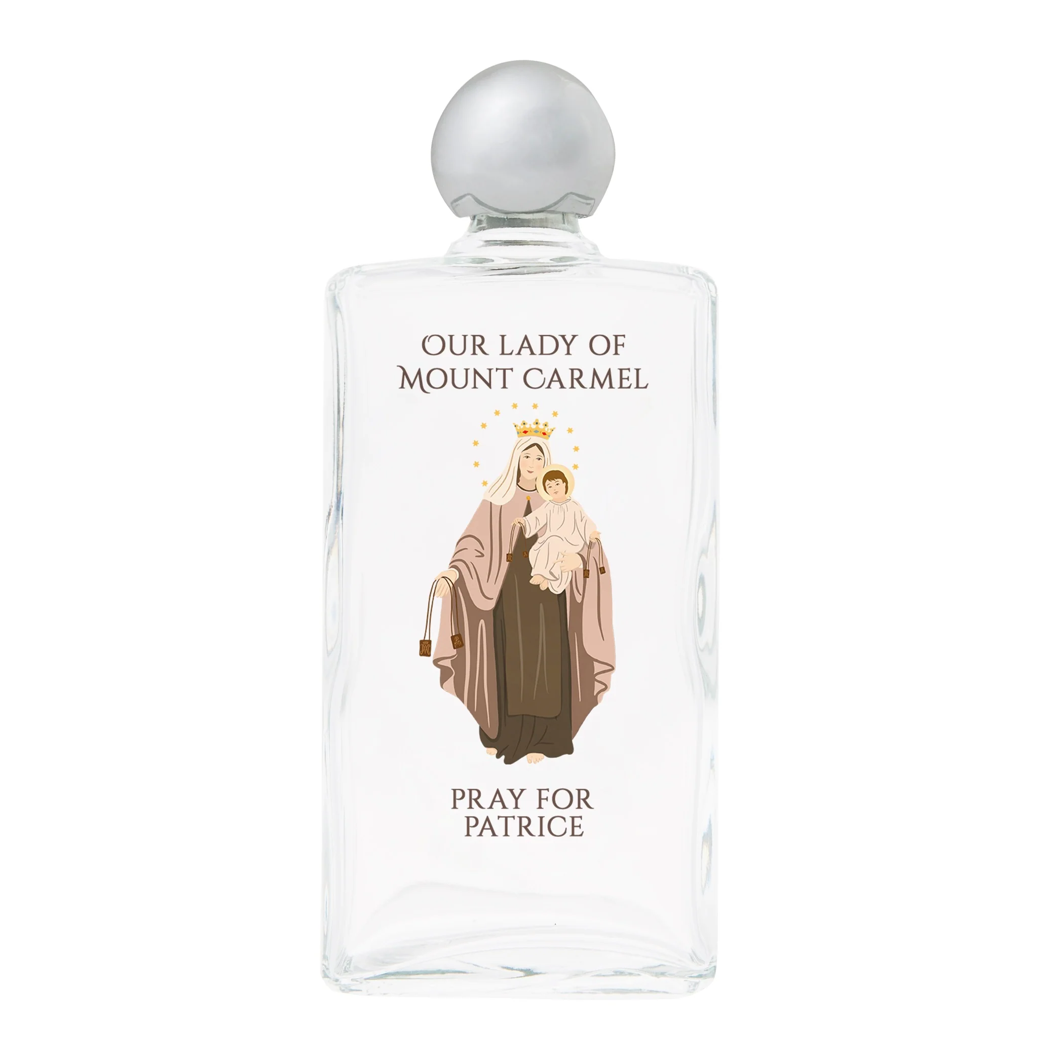 Personalized Our Lady of Mount Carmel Holy Water Bottle - Image 2