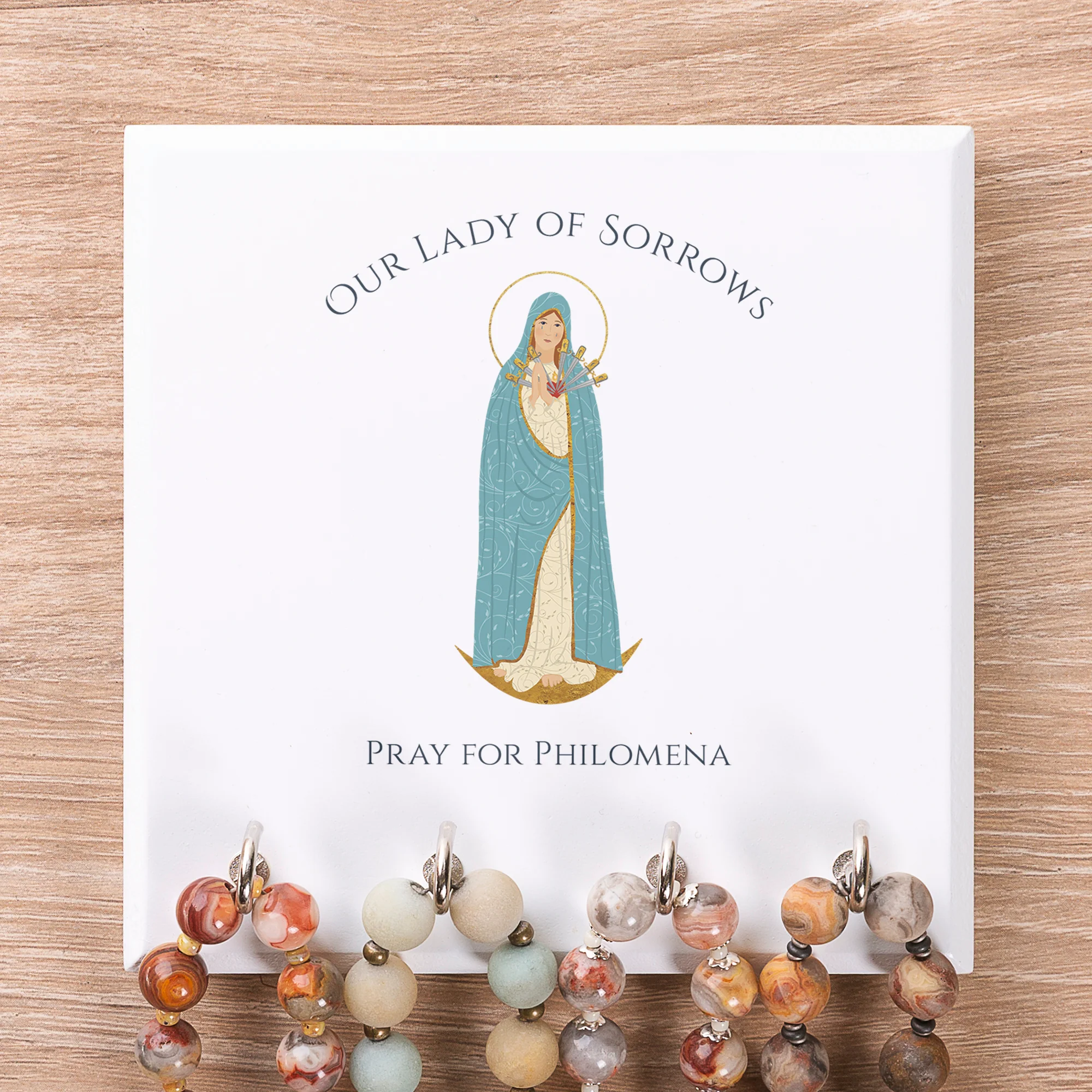 Personalized Our Lady of Sorrows Rosary Rack - Image 3
