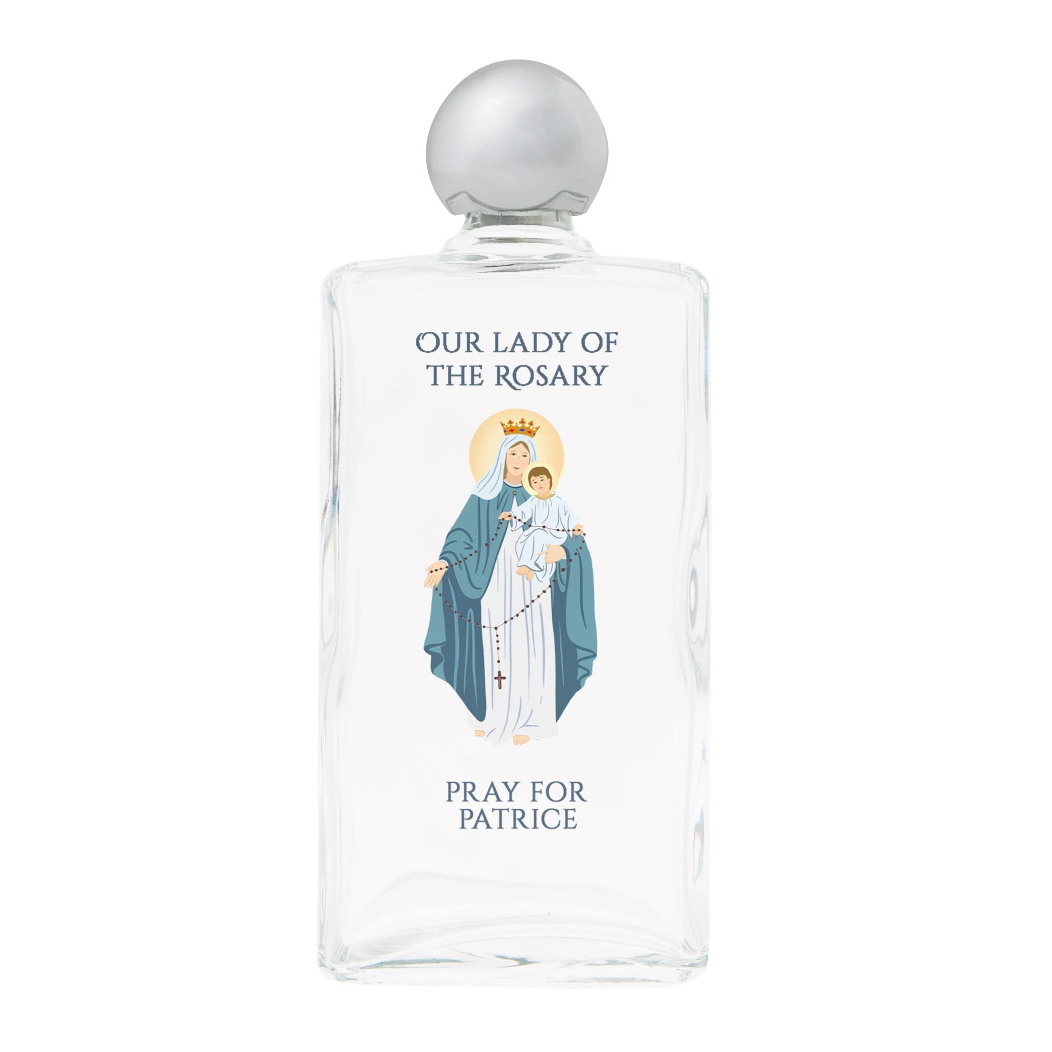 Personalized Our Lady of the Rosary Holy Water Bottle - Image 2