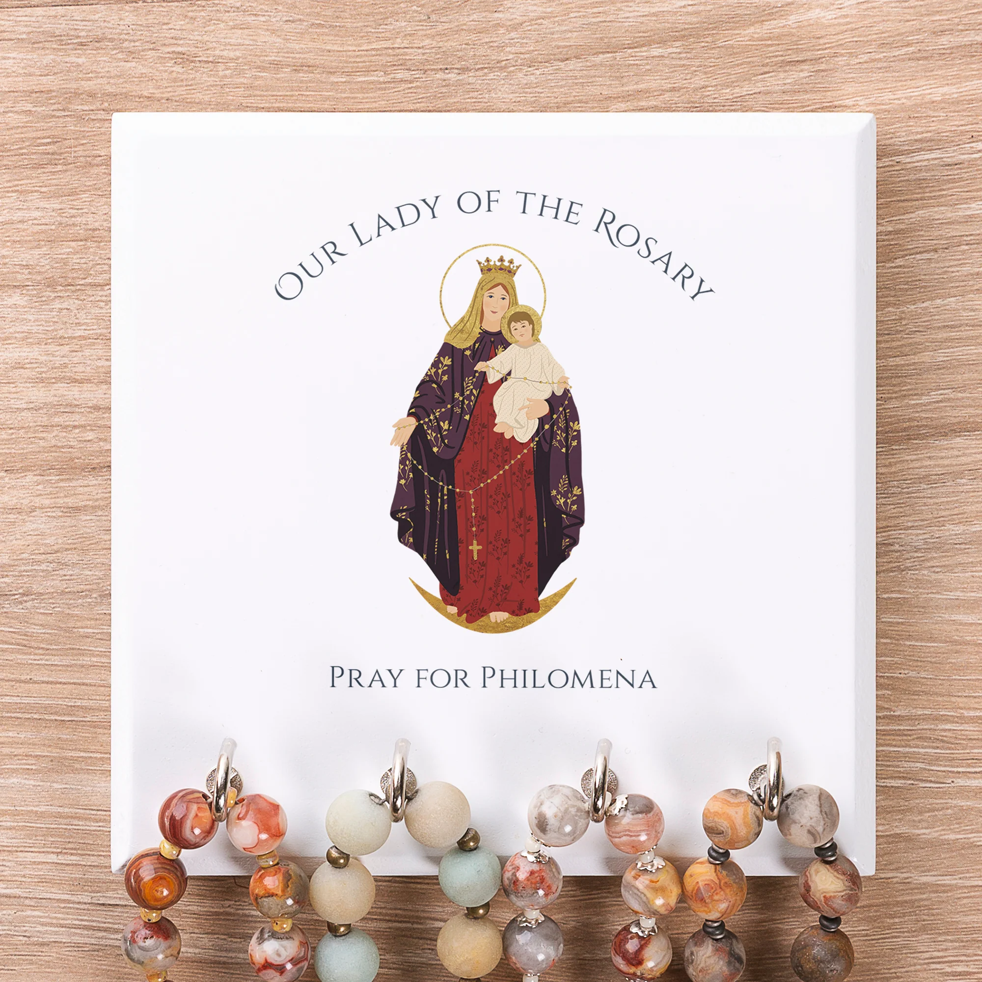 Personalized Our Lady of the Rosary Rosary Rack - Image 2