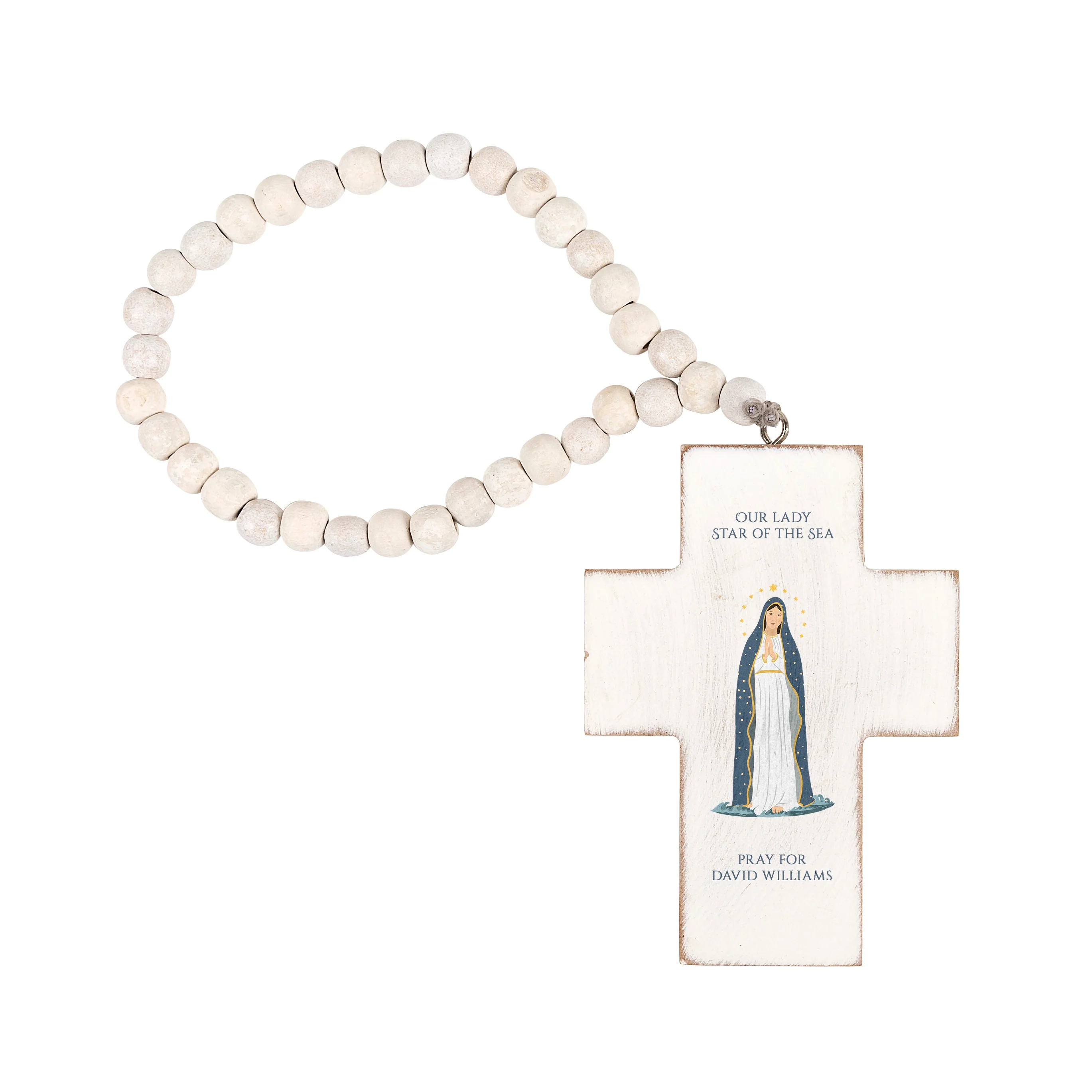 Personalized Our Lady Star of Sea Hanging Cross - Image 2