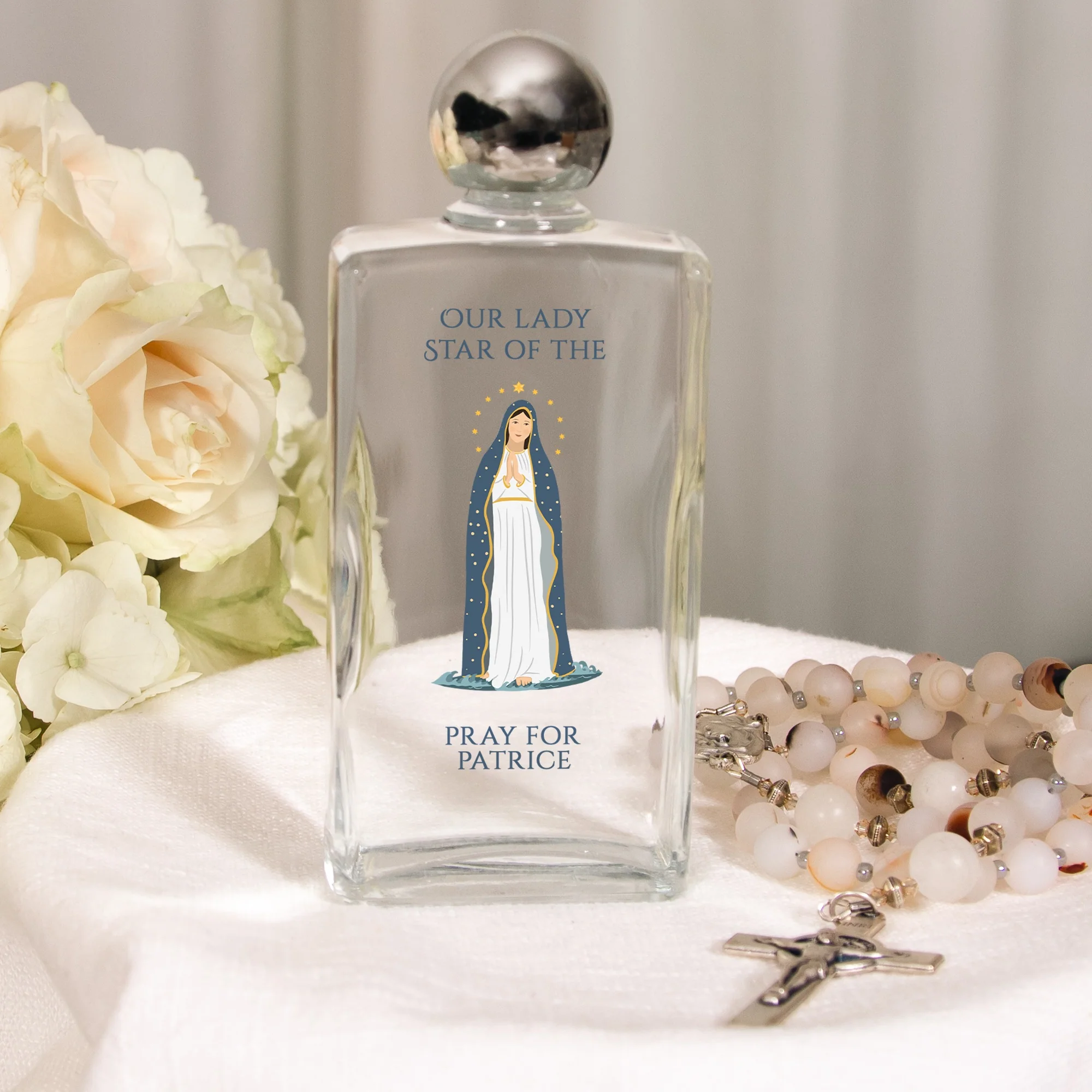Personalized Our Lady Star of Sea Holy Water Bottle - Image 2