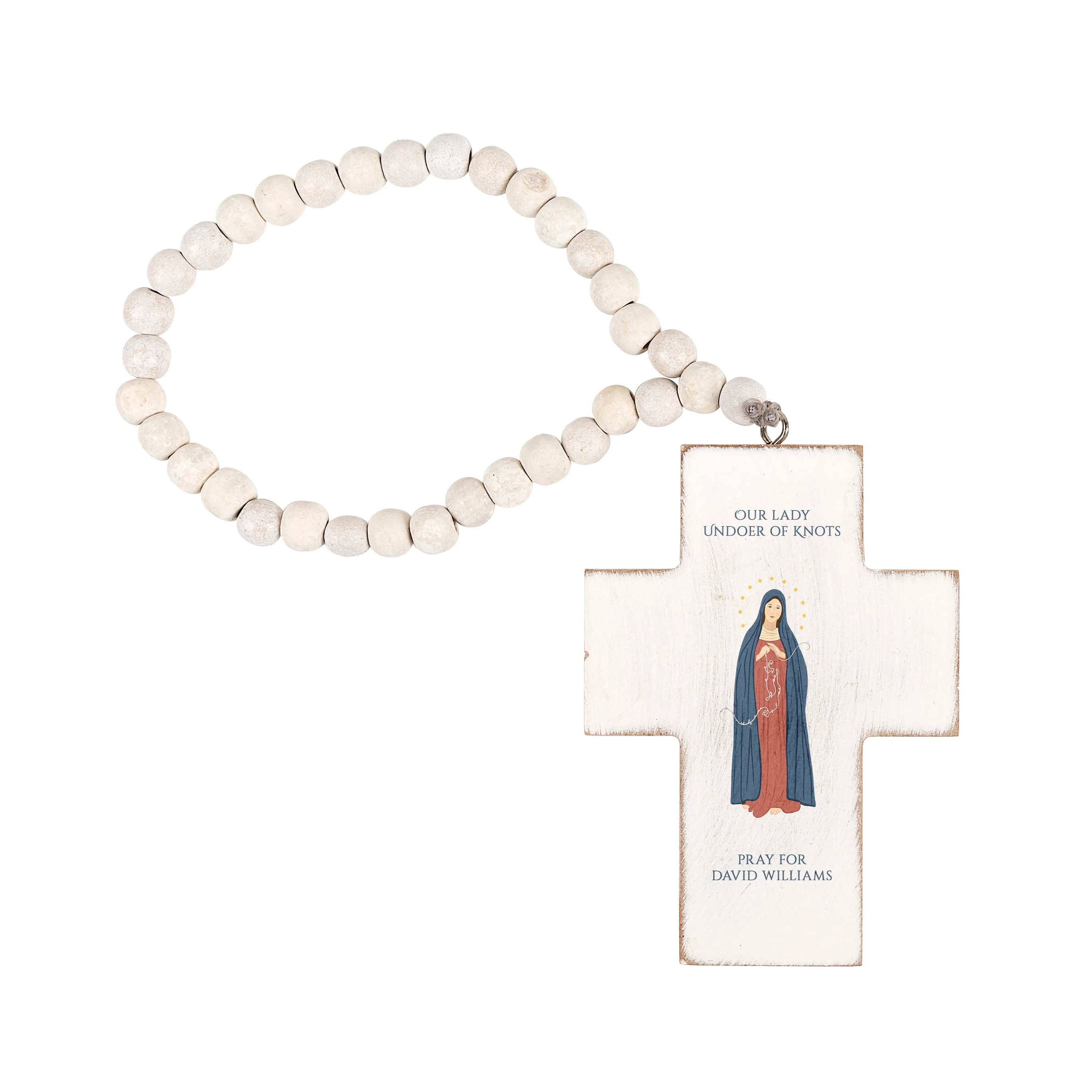 Personalized Our Lady Undoer of Knots Hanging Cross - Image 2