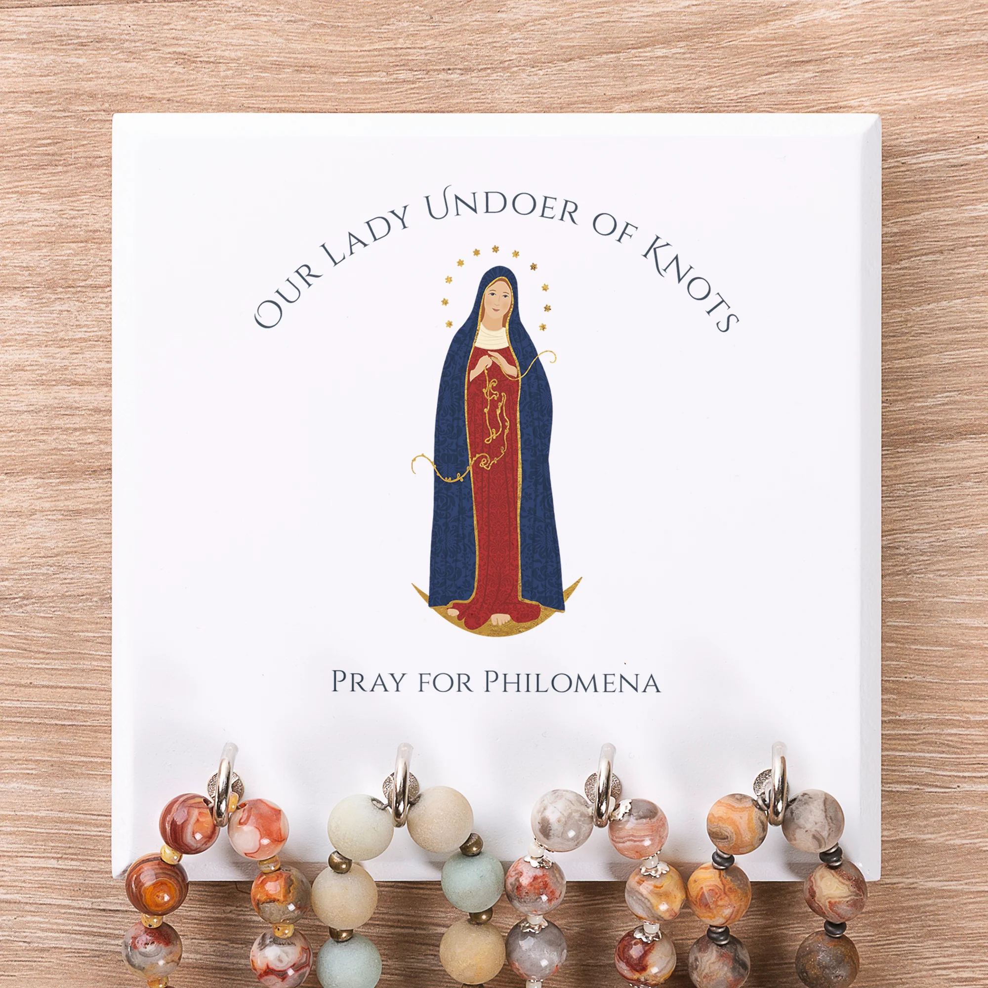 Personalized Our Lady Undoer of Knots Rosary Rack - Image 2