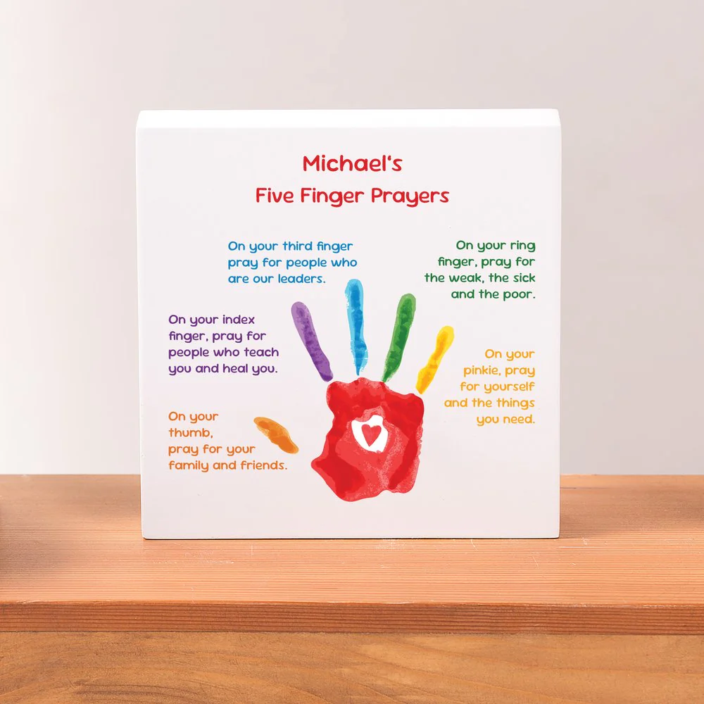 Personalized 5 Finger Prayers Kids Block Sign