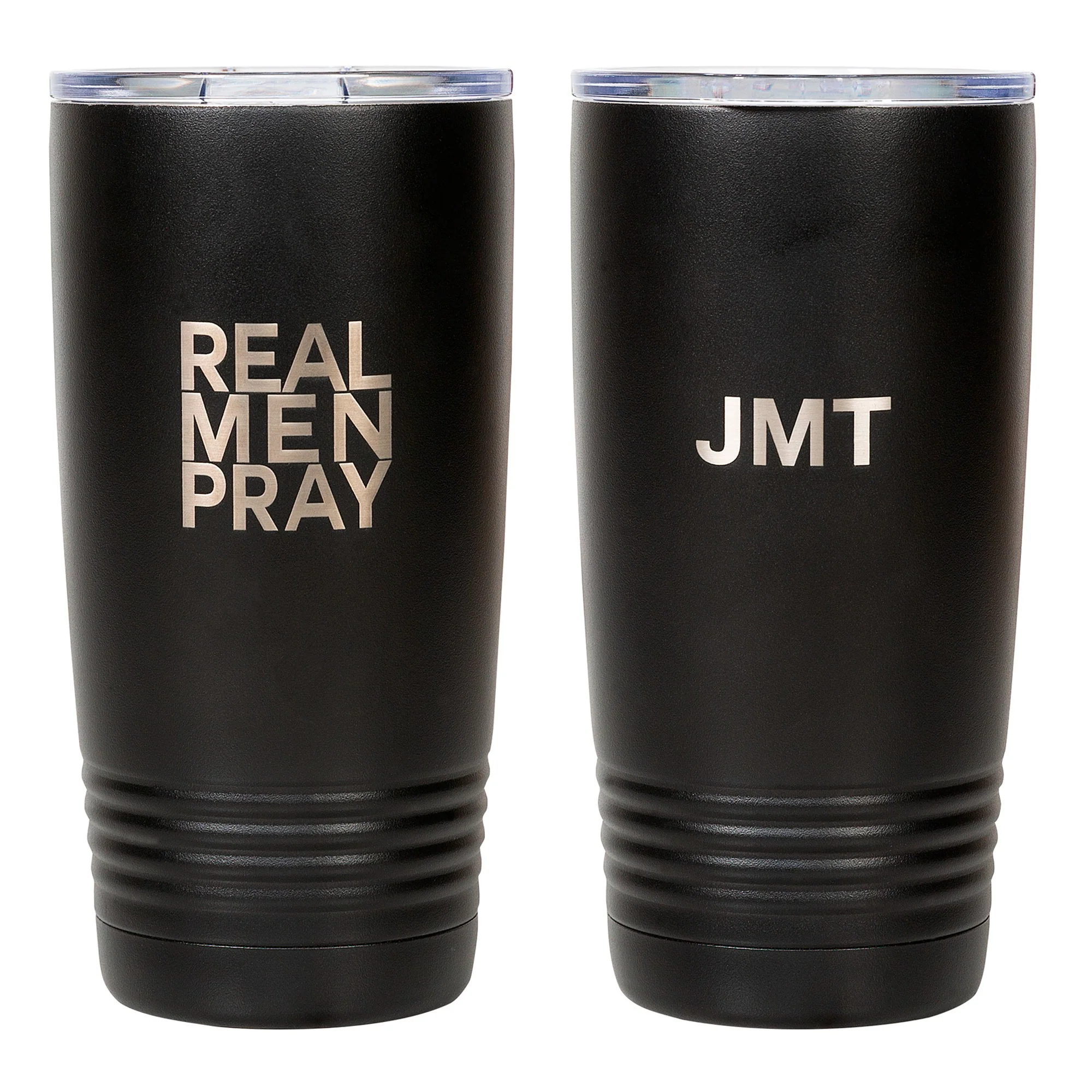 Personalized "Real Men Pray" Black 20oz Tumbler - Image 2