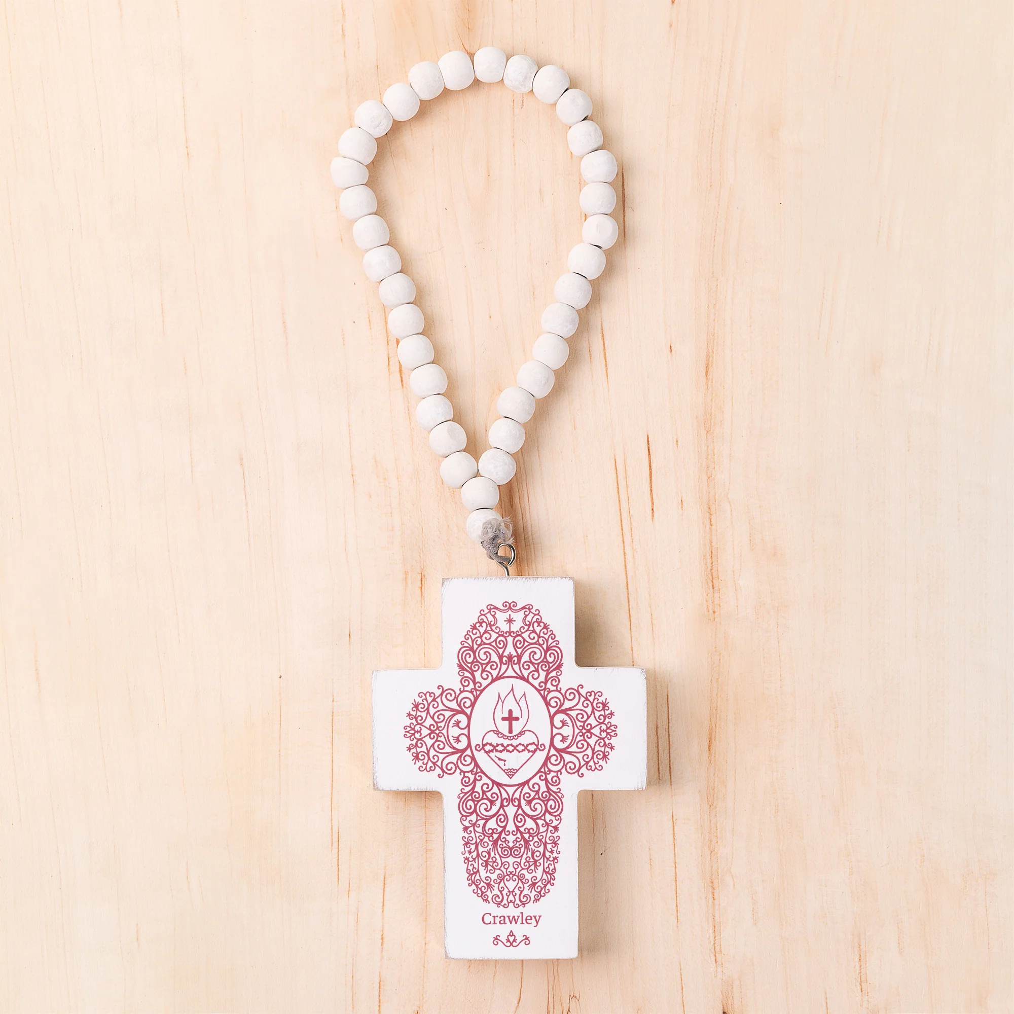 Personalized Sacred Heart Filigree Home Blessing Cross - Image 2