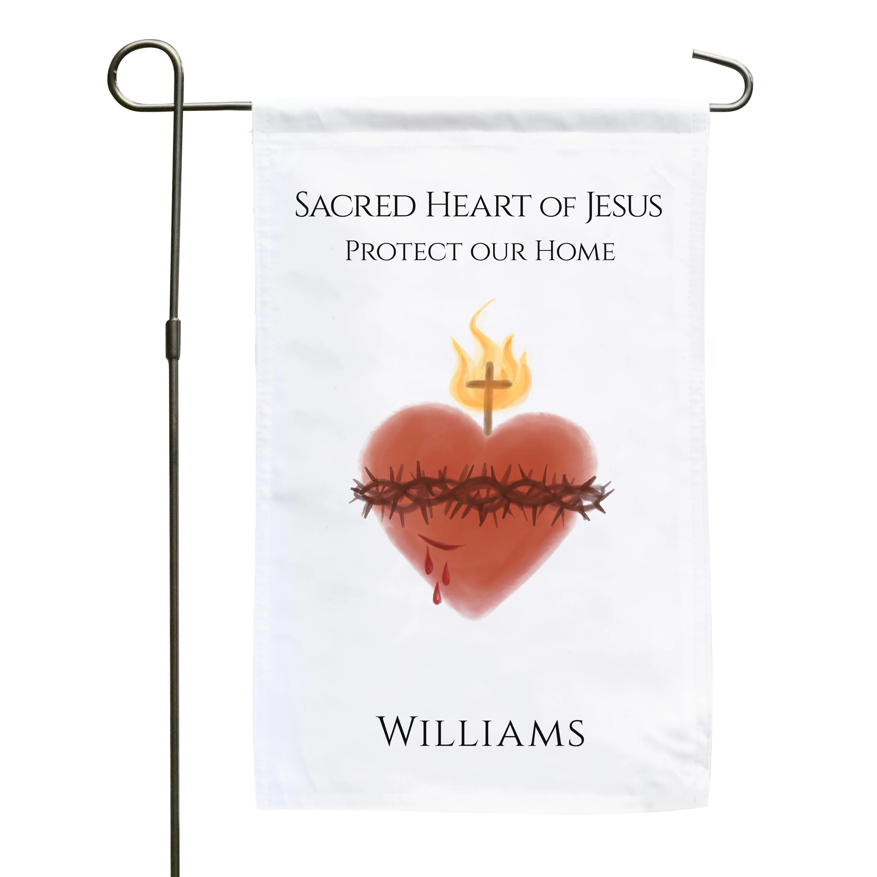 Personalized Sacred Heart of Jesus Garden Flag - Image 2