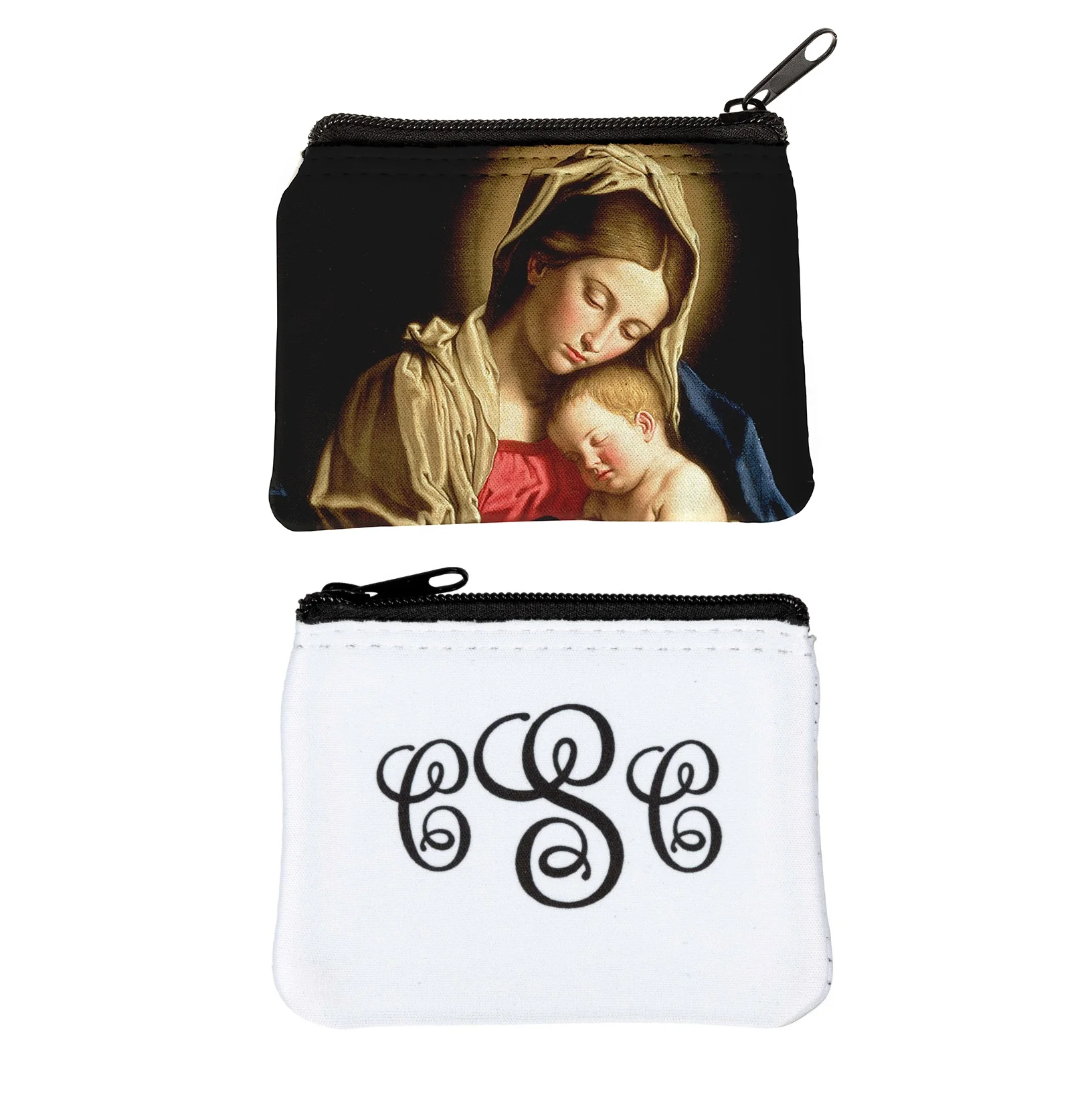 Personalized Sassoferrato Madonna and Child Rosary Pouch - Image 3