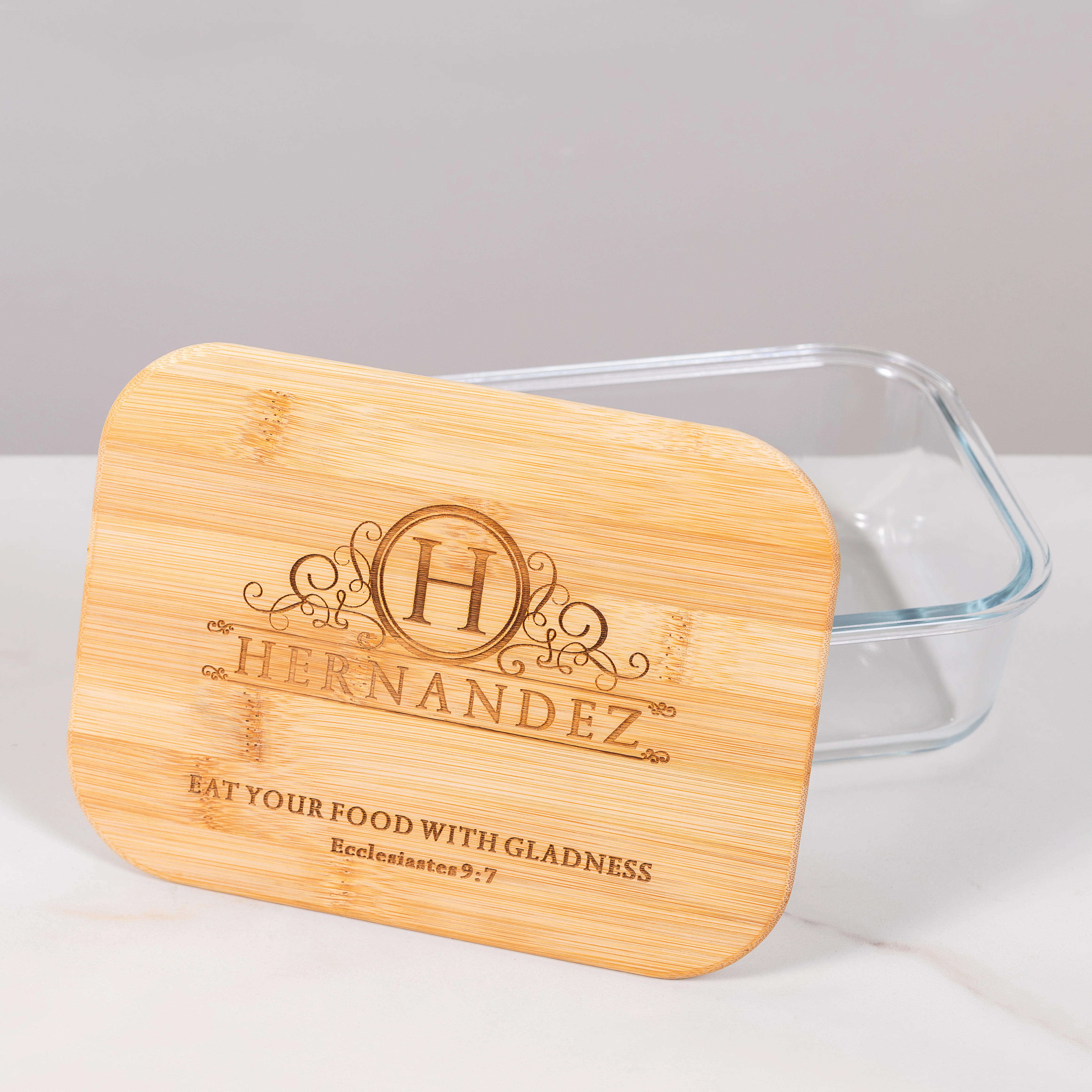 Personalized Scripture Glass Food Storage Container - 50 oz. - Image 3
