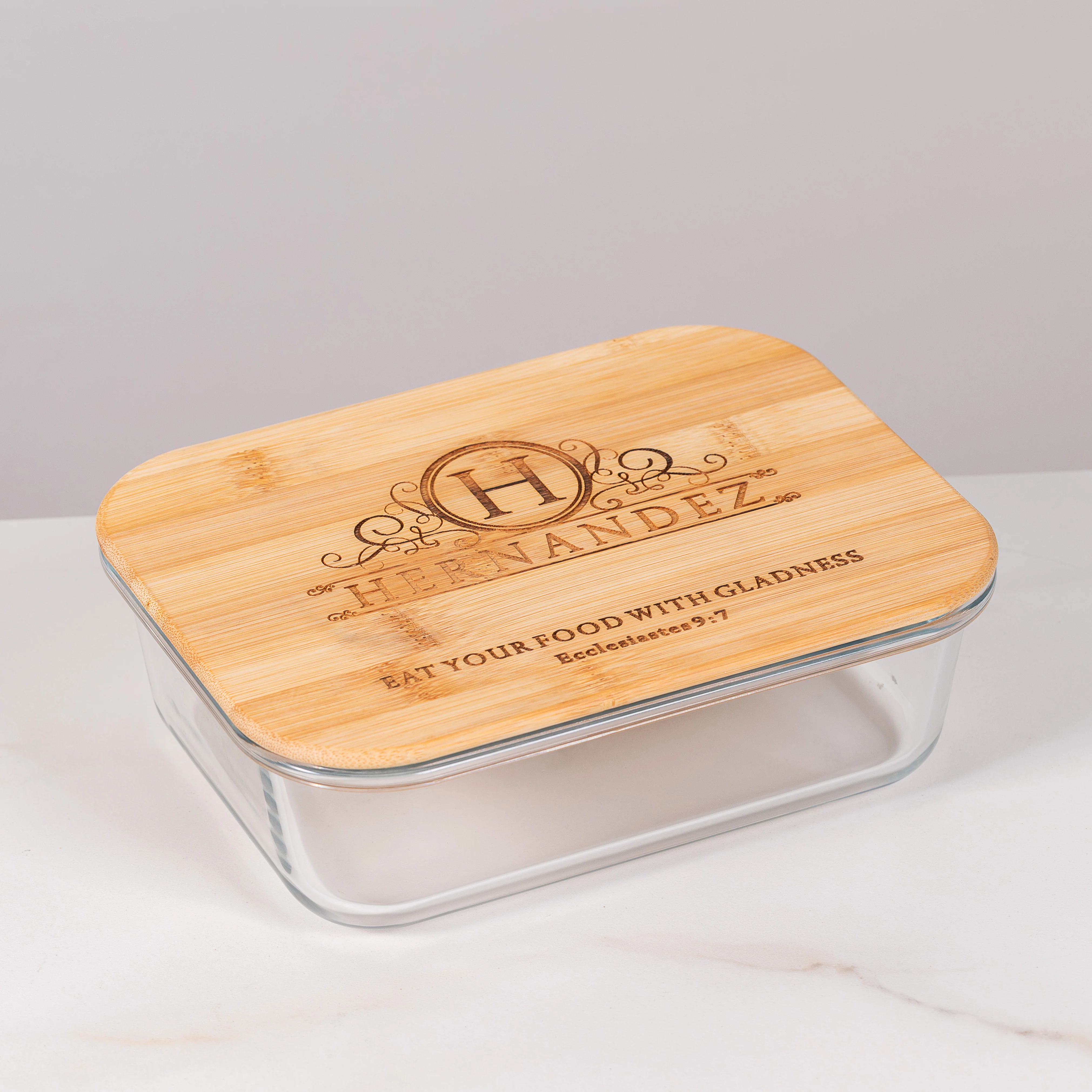 Personalized Scripture Glass Food Storage Container - 50 oz. - Image 4