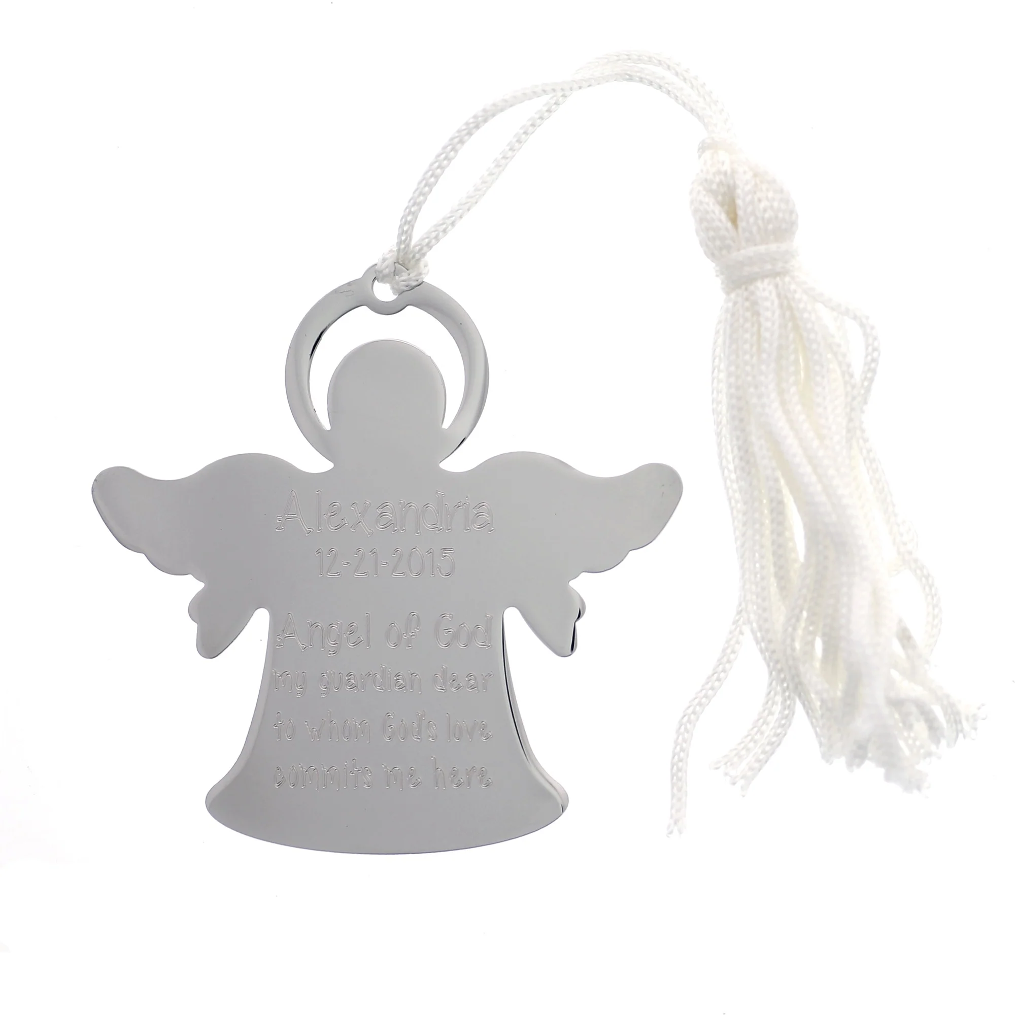 Personalized Silver Angel Crib Medal - Image 2