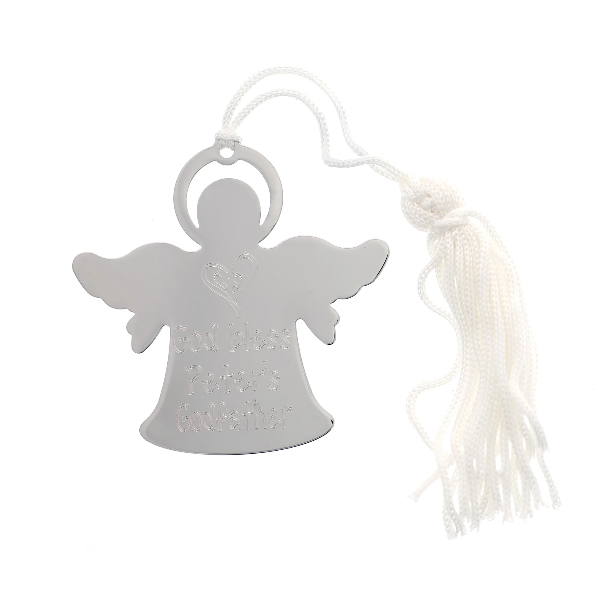 Personalized Silver Angel Godfather Ornament