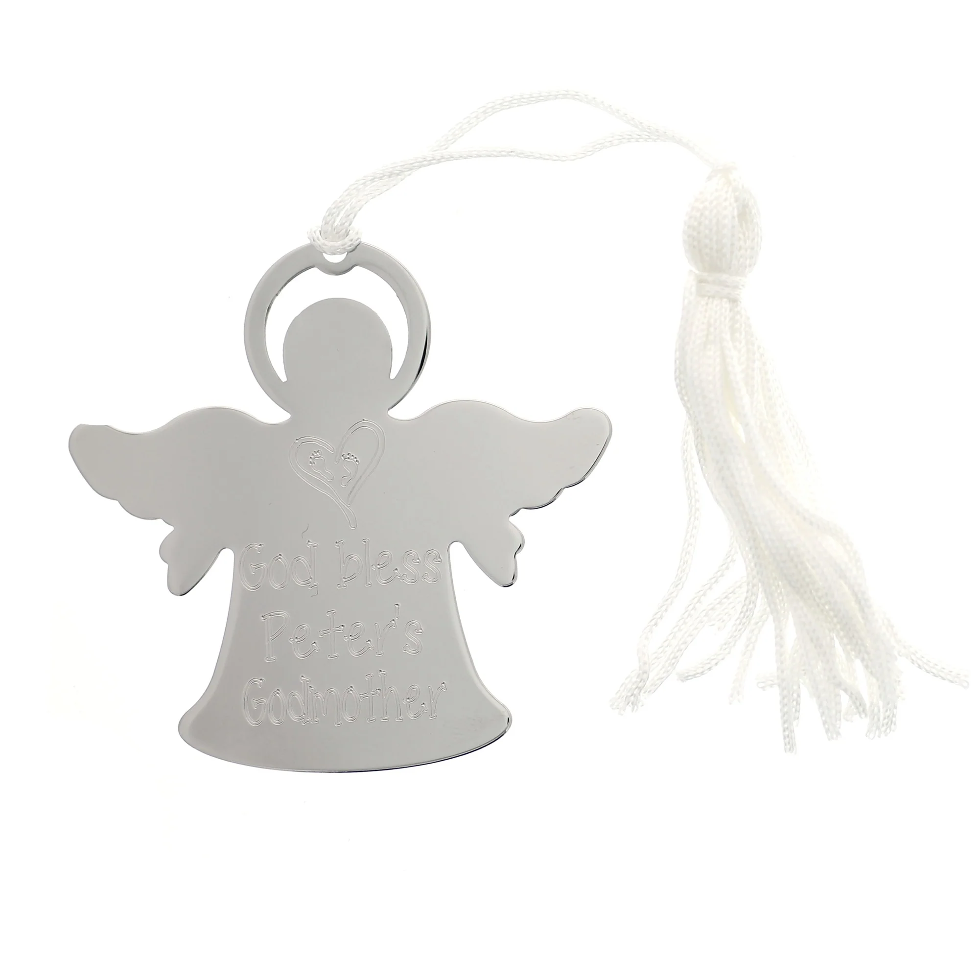 Personalized Silver Angel Godmother Ornament - Image 2