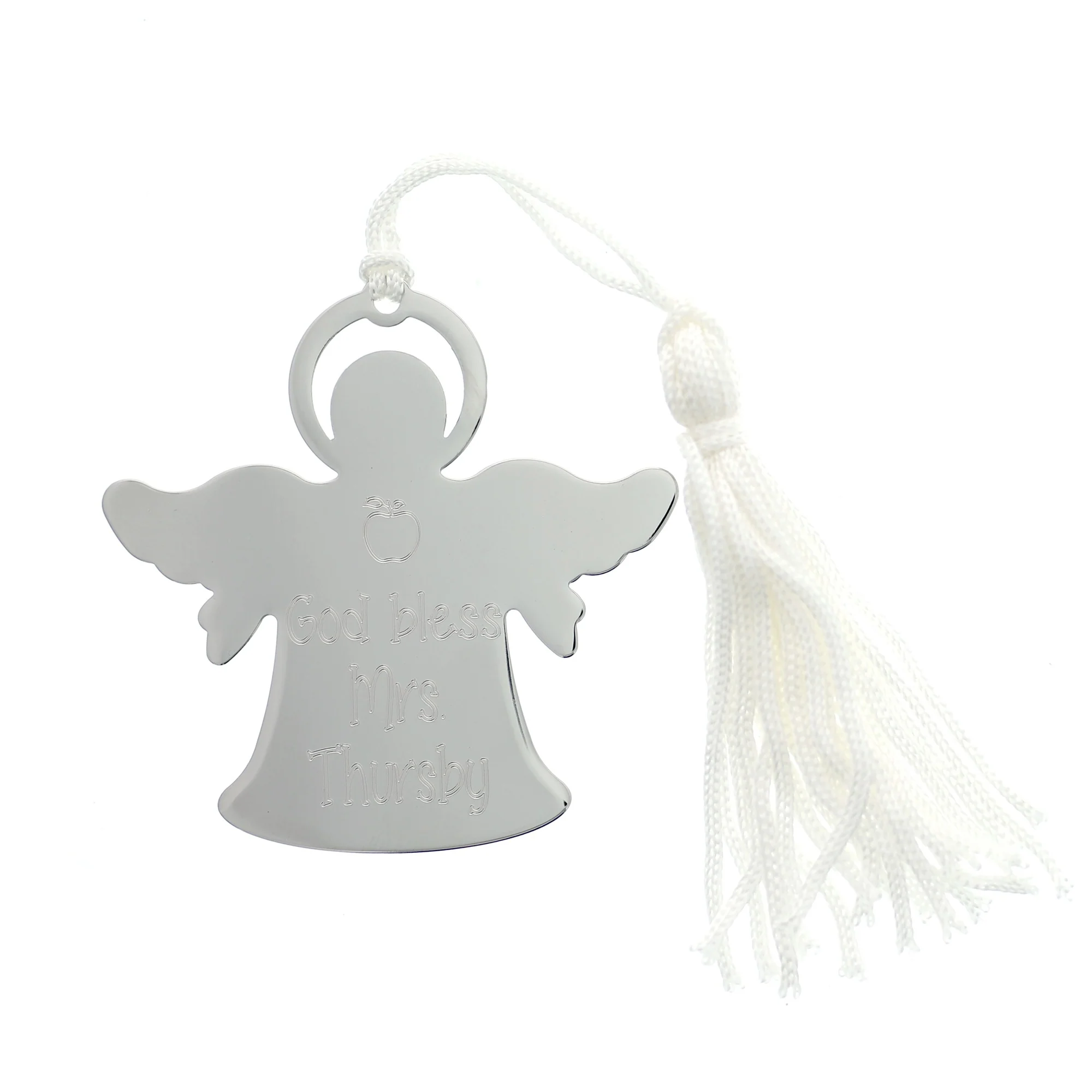 Personalized Silver Angel Teacher Ornament - Image 2